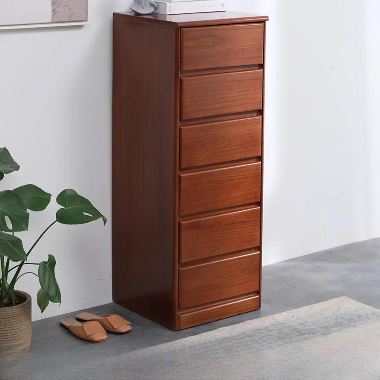 Natural Wood Vertical Filing Cabinet with Drawers Image - 15