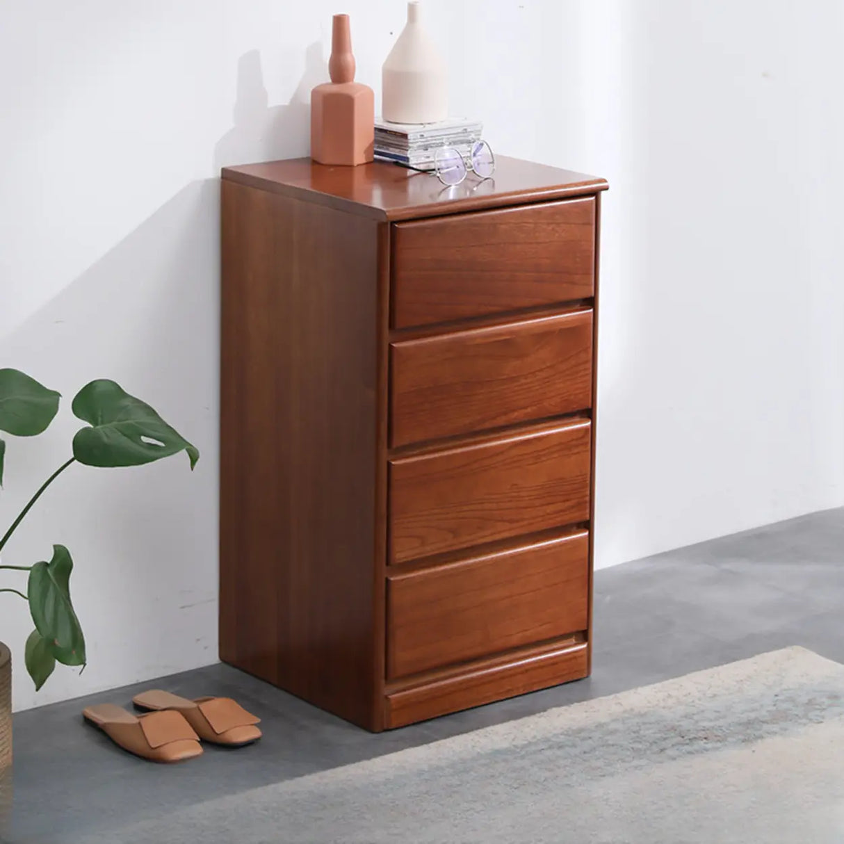 Natural Wood Vertical Filing Cabinet with Drawers Image - 16