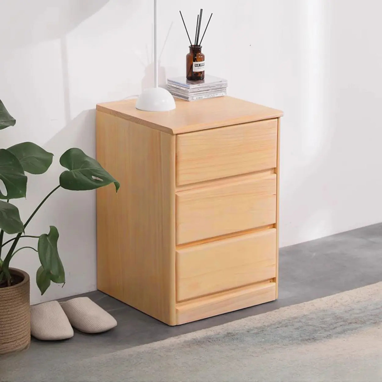Natural Wood Vertical Filing Cabinet with Drawers Image - 2