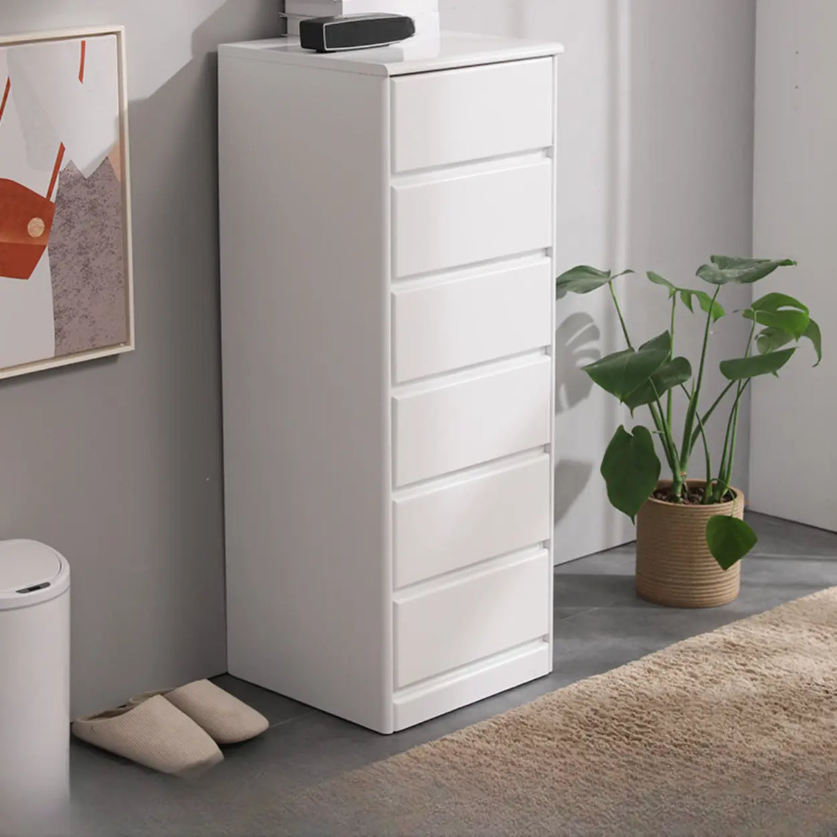 Natural Wood Vertical Filing Cabinet with Drawers Image - 20