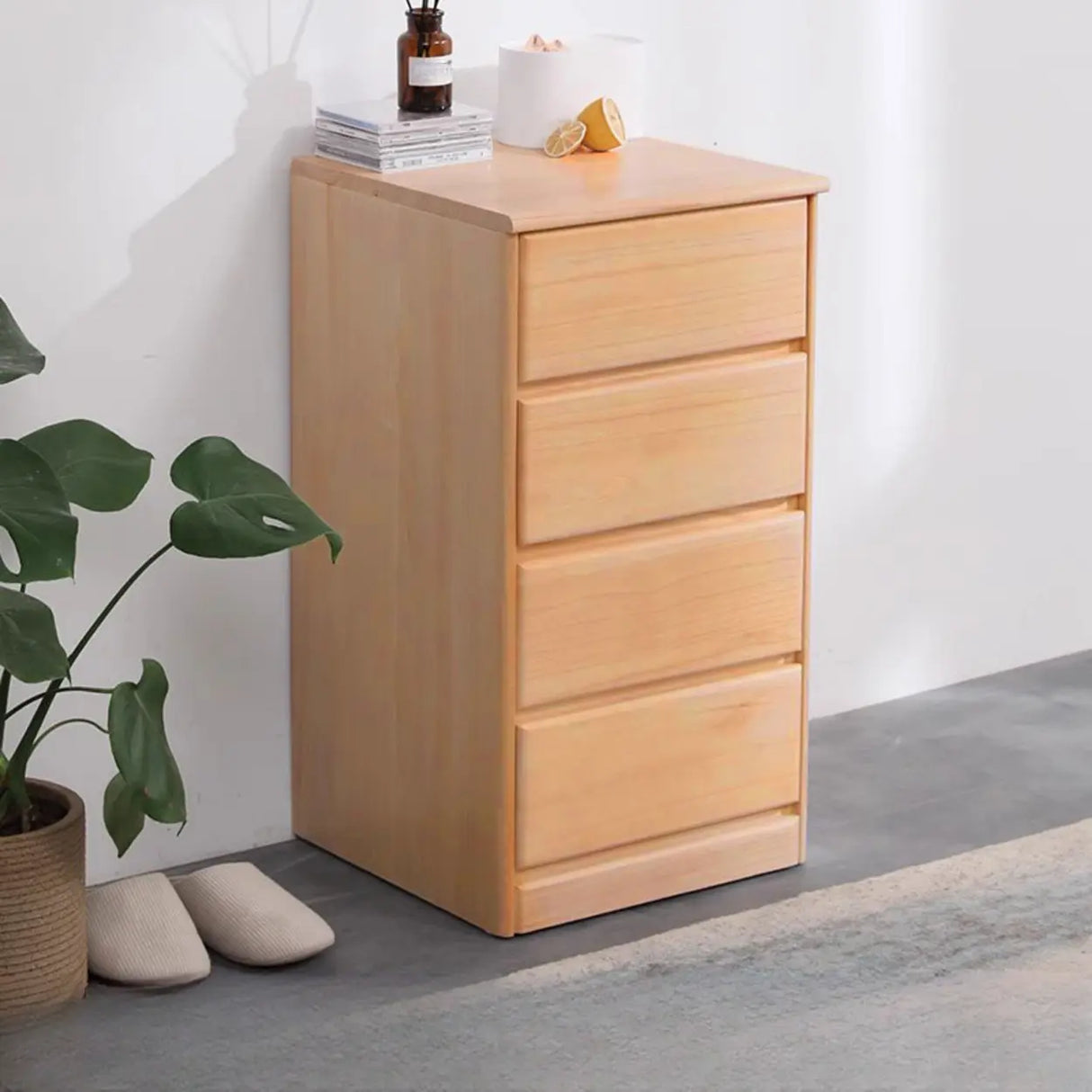Natural Wood Vertical Filing Cabinet with Drawers Image - 3