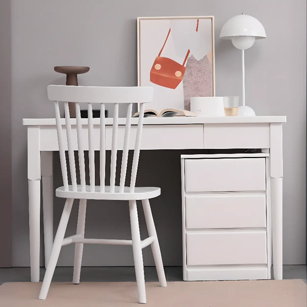 Natural Wood Vertical Filing Cabinet with Drawers Image - 5