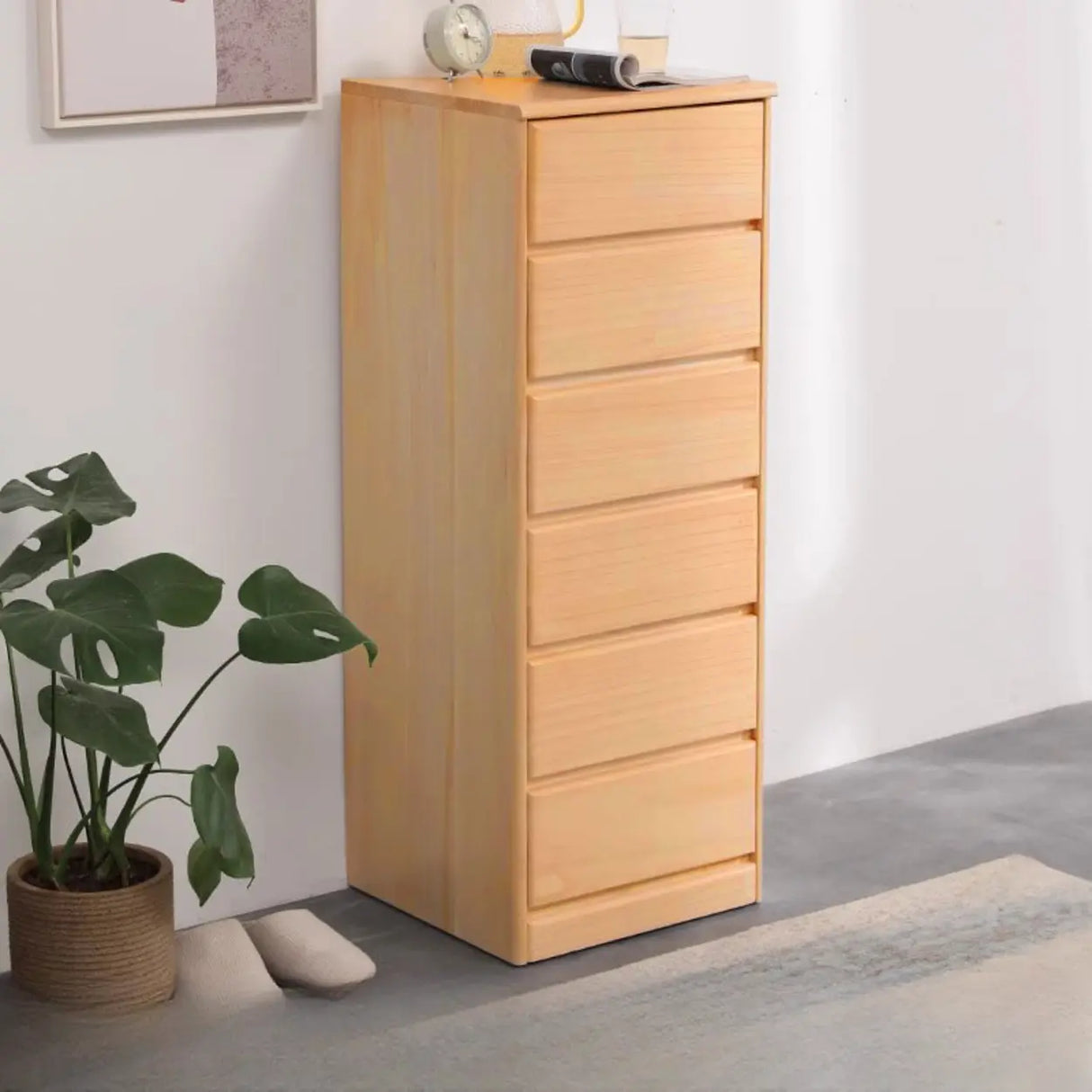Natural Wood Vertical Filing Cabinet with Drawers Image - 6