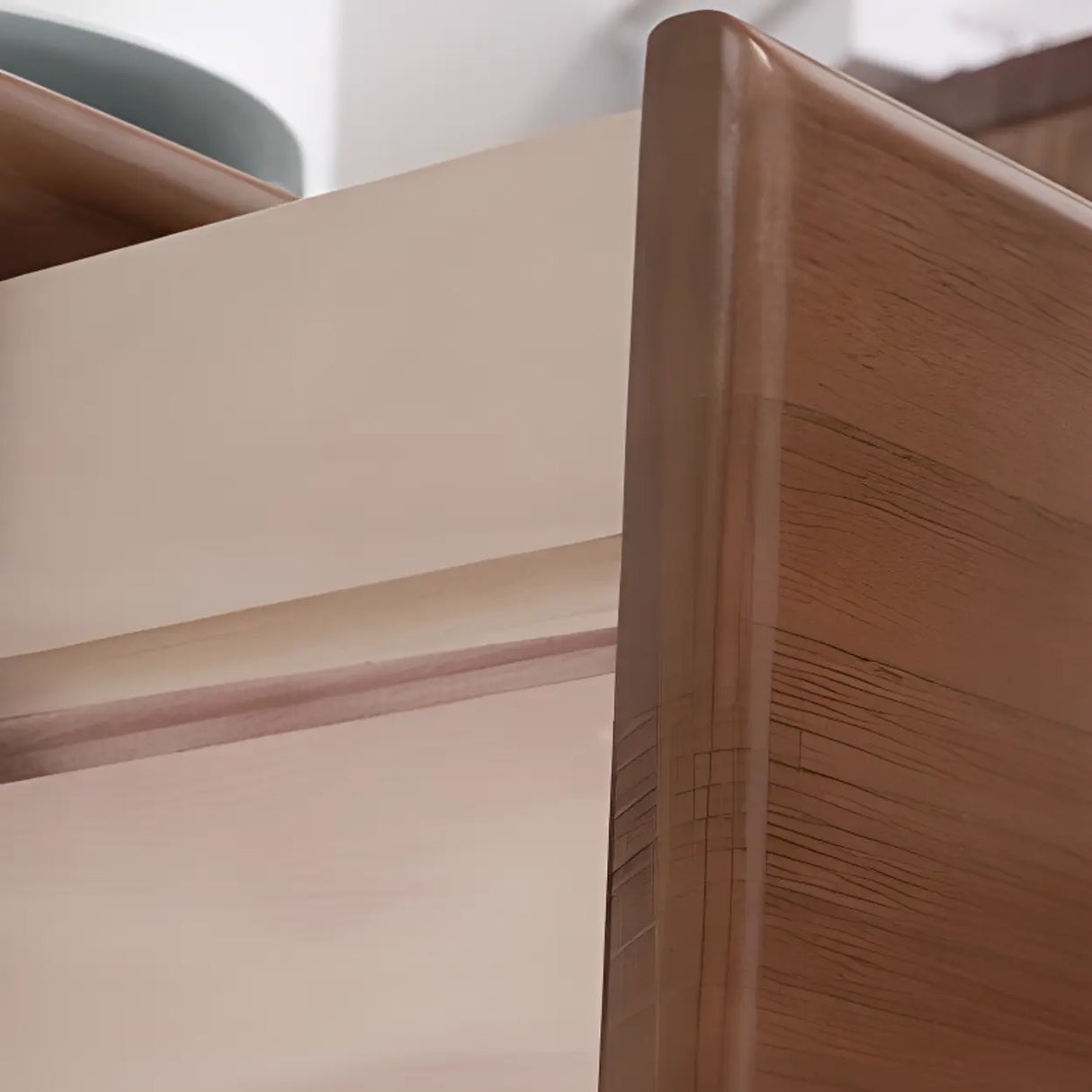 Natural Wood Vertical Filing Cabinet with Drawers Image - 7