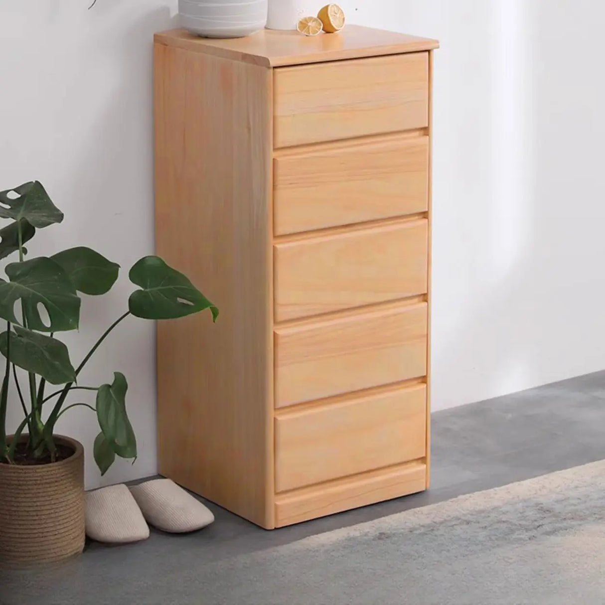Natural Wood Vertical Filing Cabinet with Drawers Image - 8