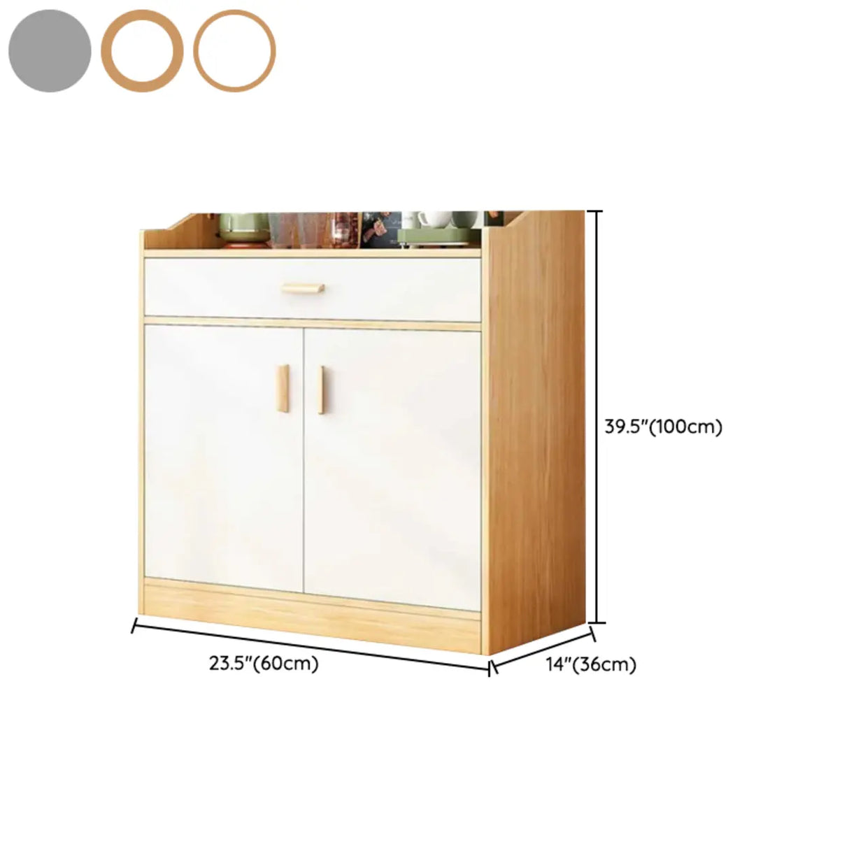 Natural Wood White Cabinets Shelves Open Storage Sideboard