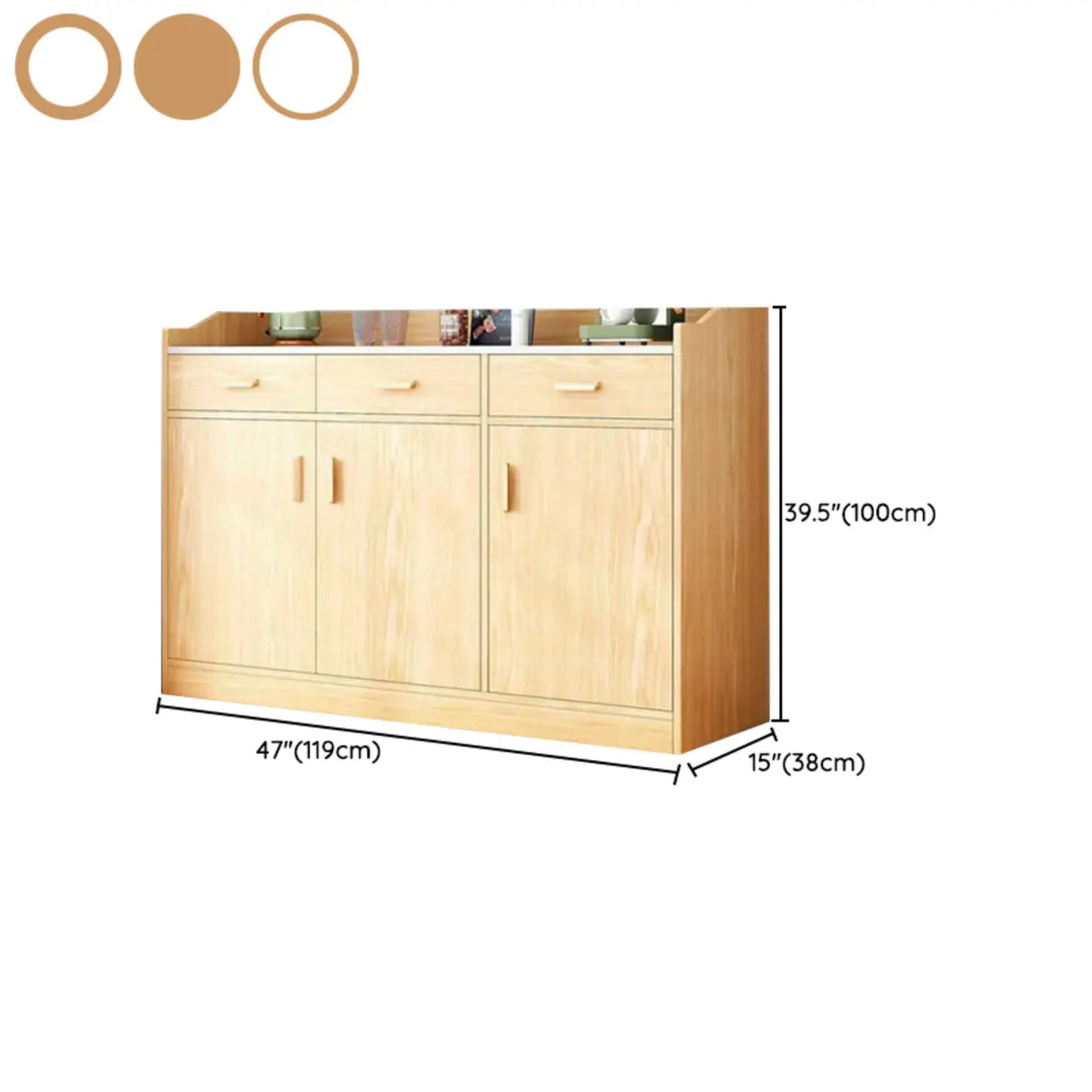 Natural Wood White Cabinets Shelves Open Storage Sideboard Image - 26