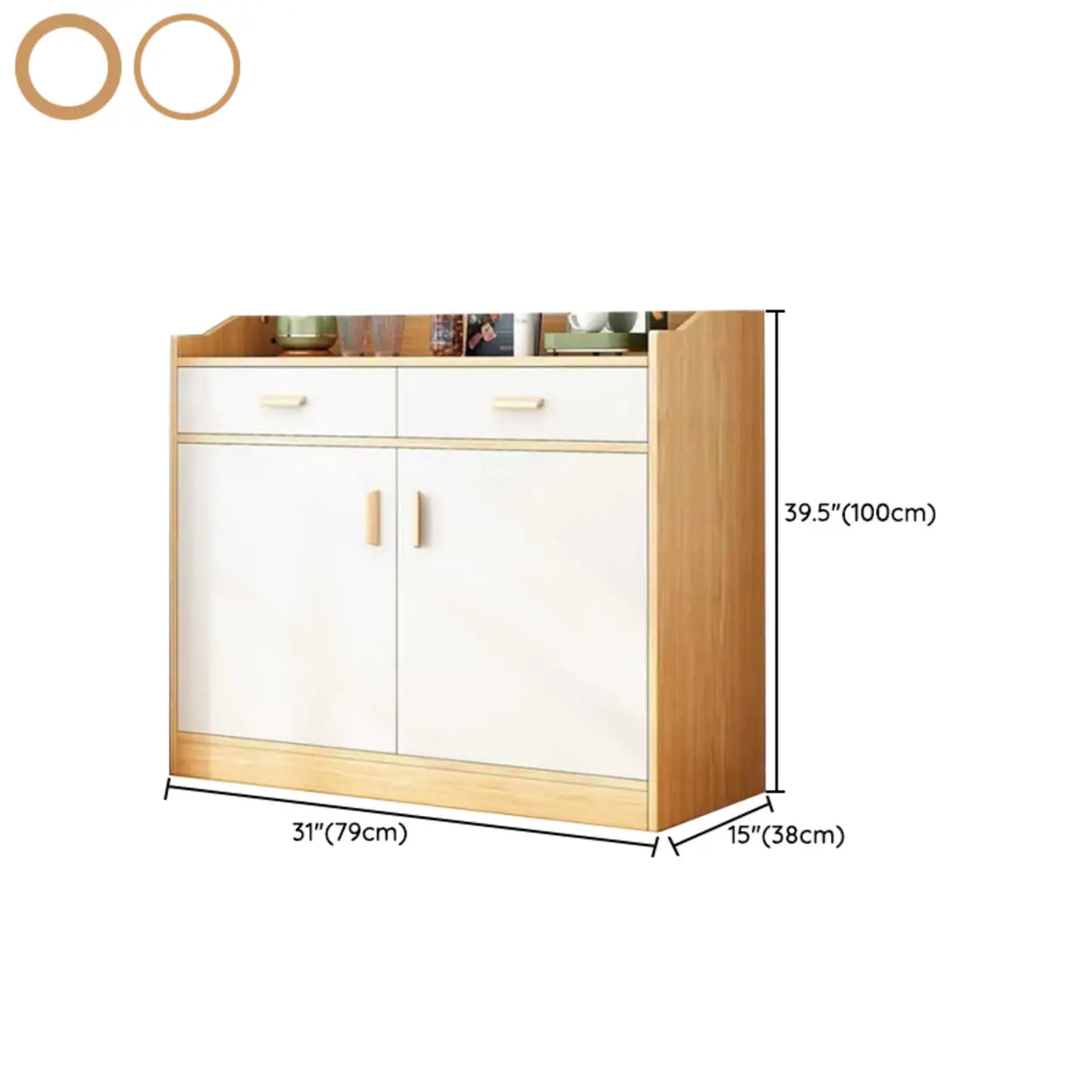 Natural Wood White Cabinets Shelves Open Storage Sideboard Image - 27