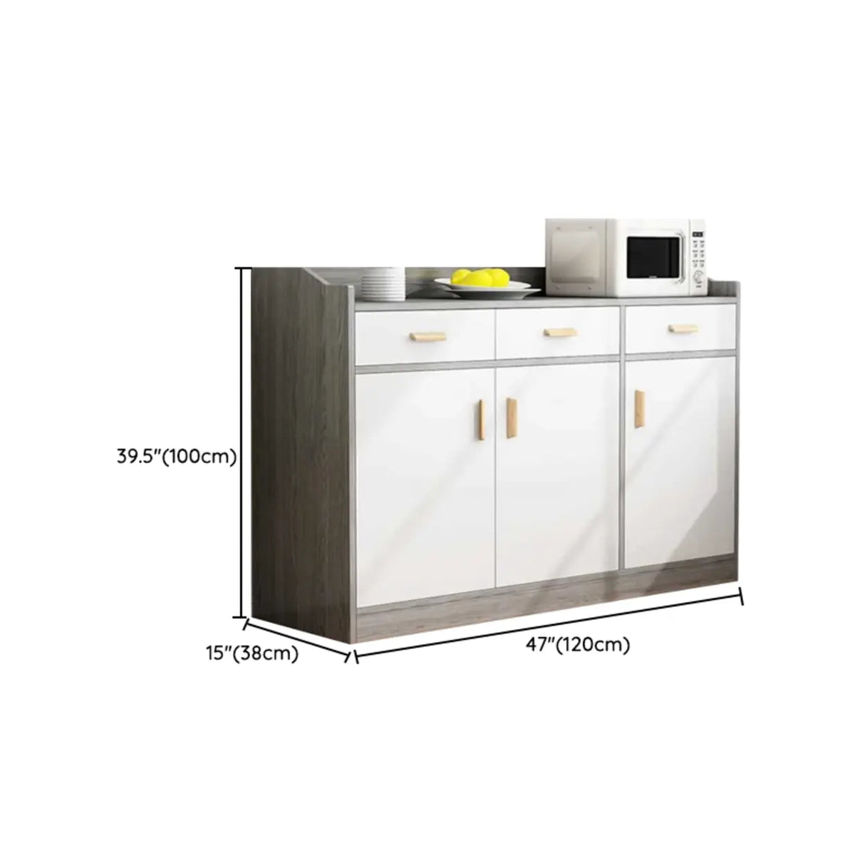 Natural Wood White Cabinets Shelves Open Storage Sideboard Image - 29