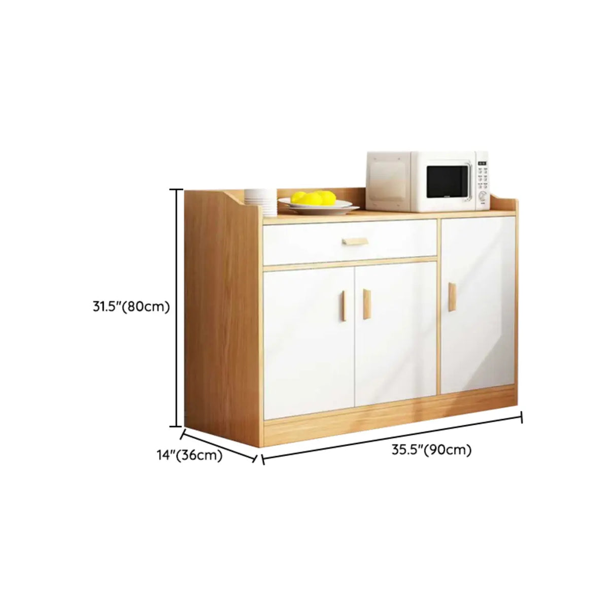 Natural Wood White Cabinets Shelves Open Storage Sideboard Image - 33