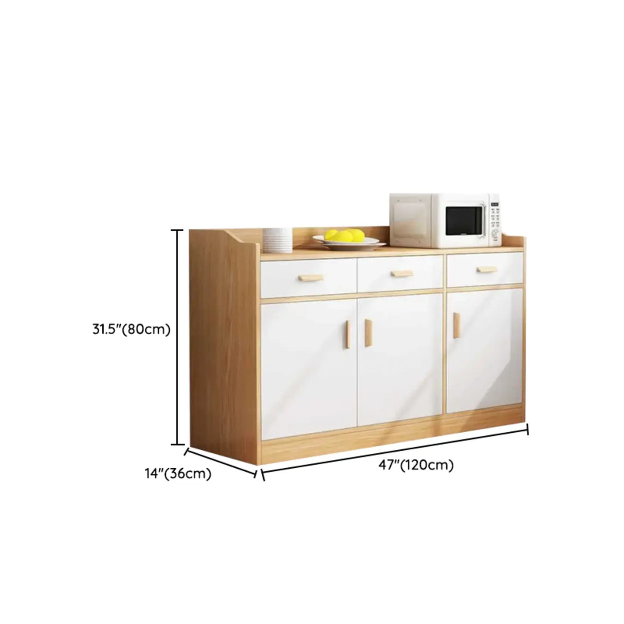 Natural Wood White Cabinets Shelves Open Storage Sideboard Image - 34