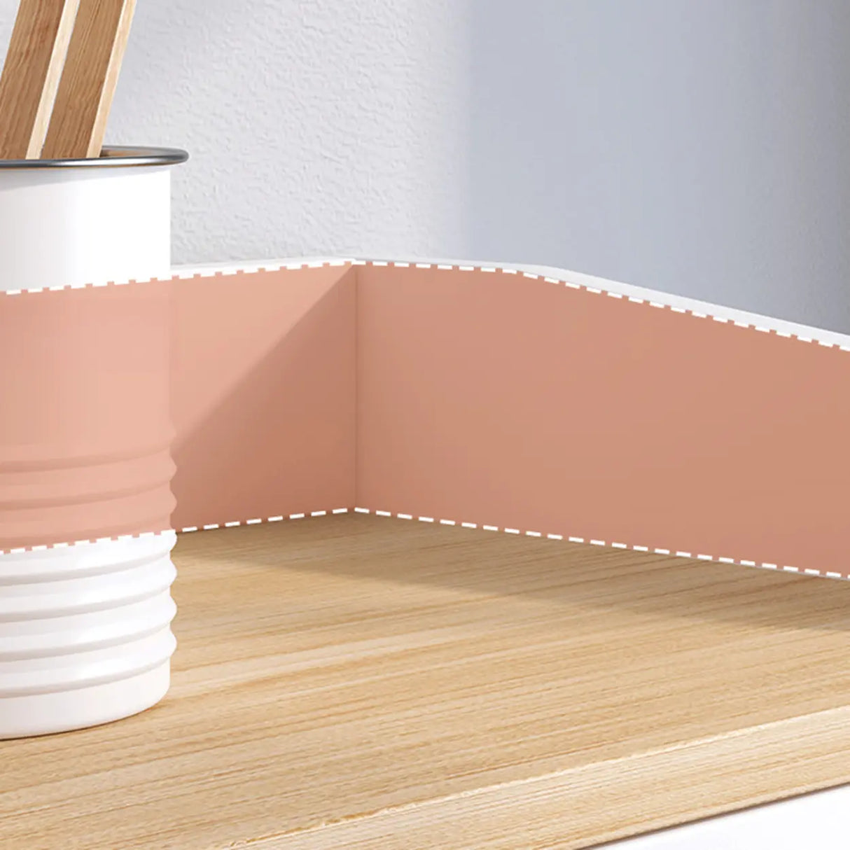 Natural Wood White Cabinets Shelves Open Storage Sideboard Image - 7