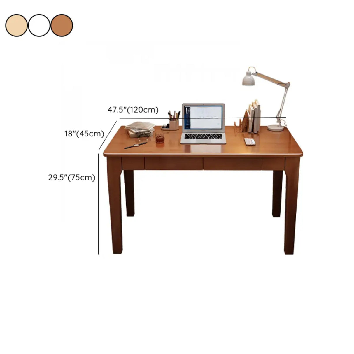 Natural Wooden Drawers Butcher Block Writing Desk Image - 14