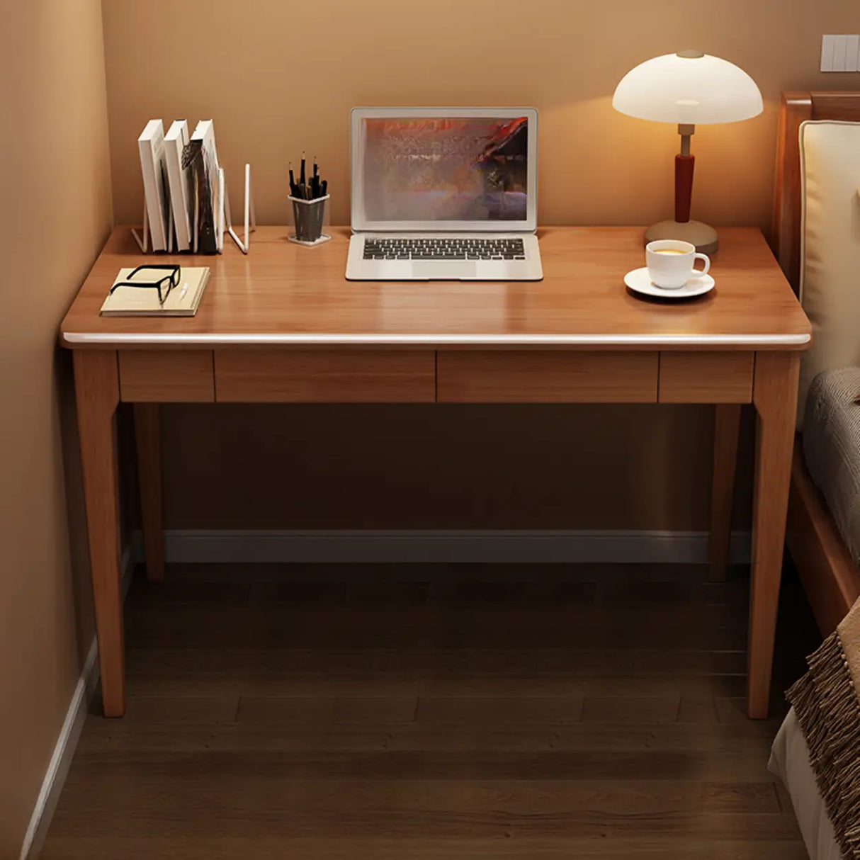 Natural Wooden Drawers Butcher Block Writing Desk Image - 3