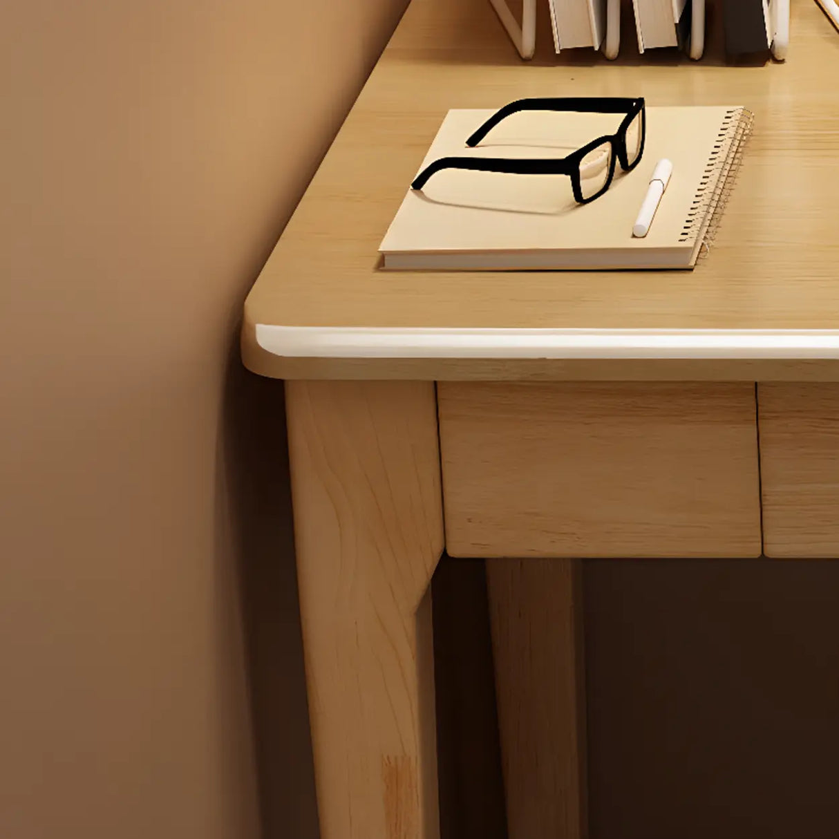 Natural Wooden Drawers Butcher Block Writing Desk Image - 7