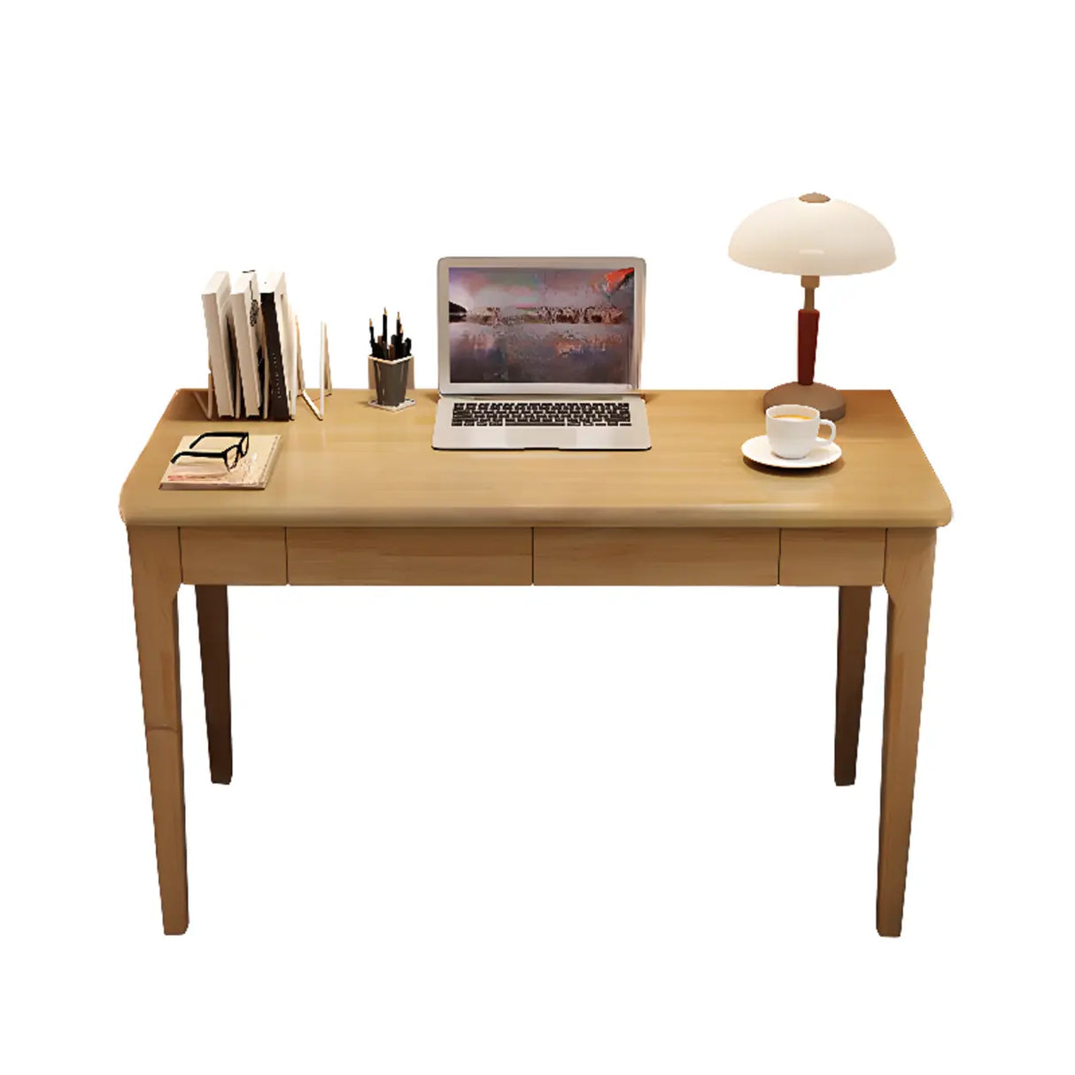 Natural Wooden Drawers Butcher Block Writing Desk Image - 8