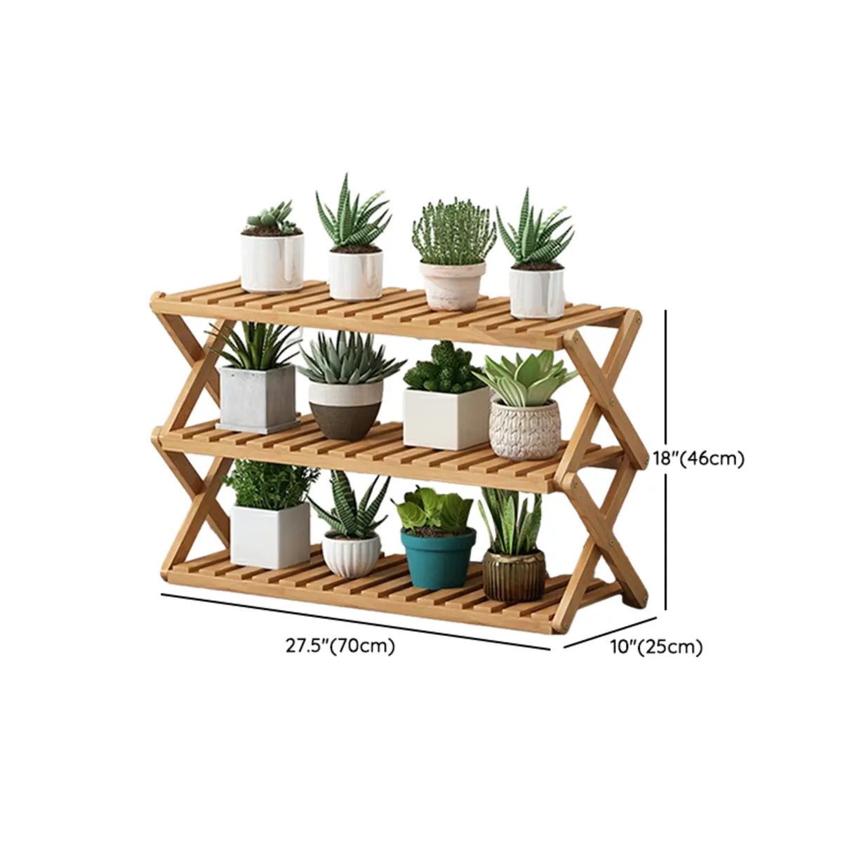 Natural Wooden Foldable Multi-Tier Crate Plant Stand Image - 27