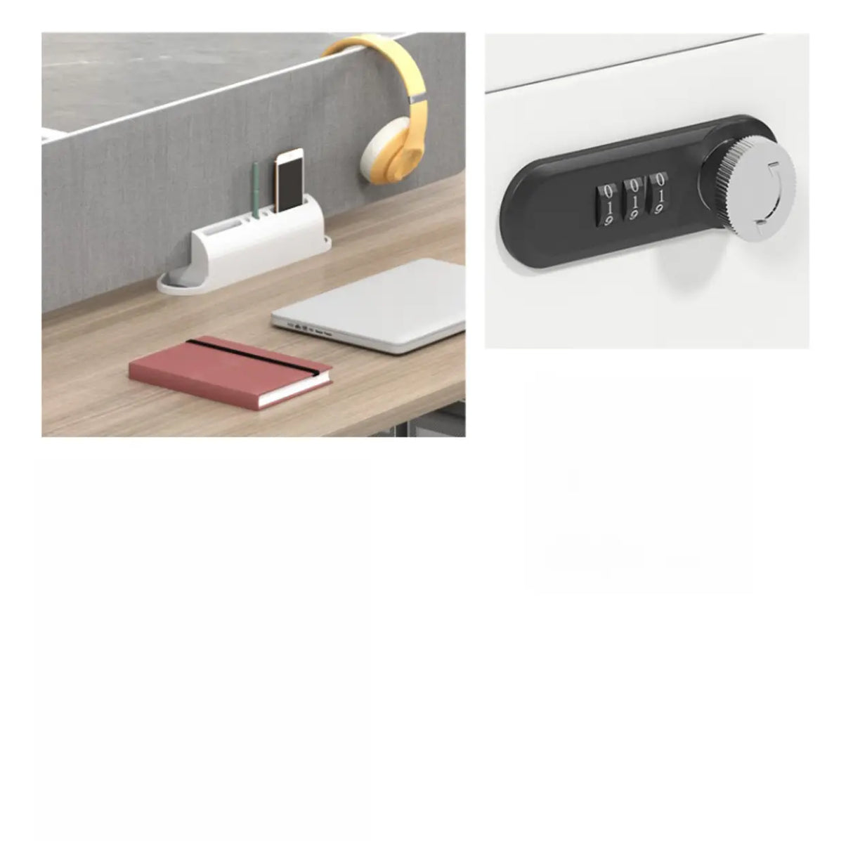 Natural Wooden Multi-person Computer Desk with Drawers Image - 8