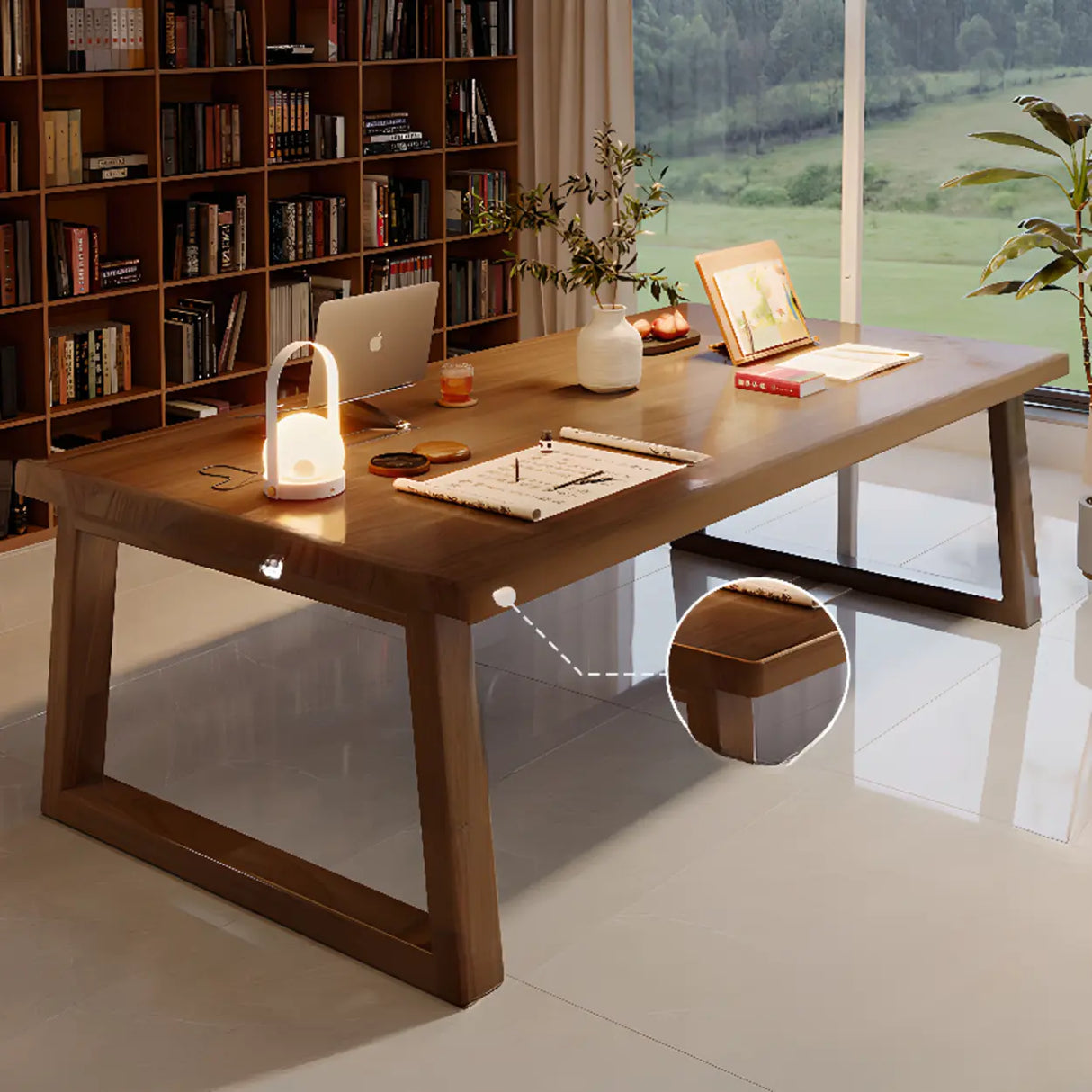 Natural Wooden Rectangular Sledge Desk for Home Use Image - 10