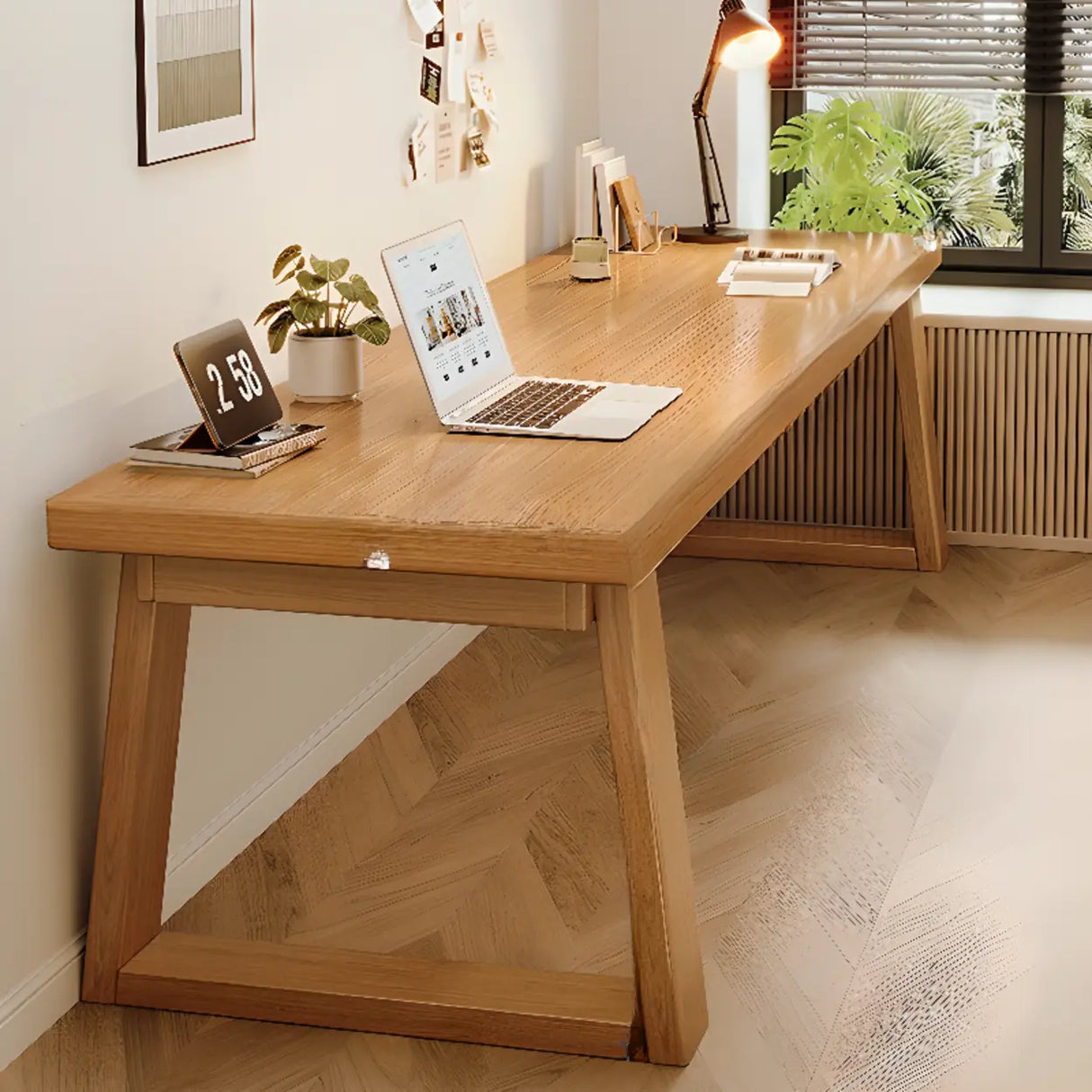 Natural Wooden Rectangular Sledge Desk for Home Use Image - 11