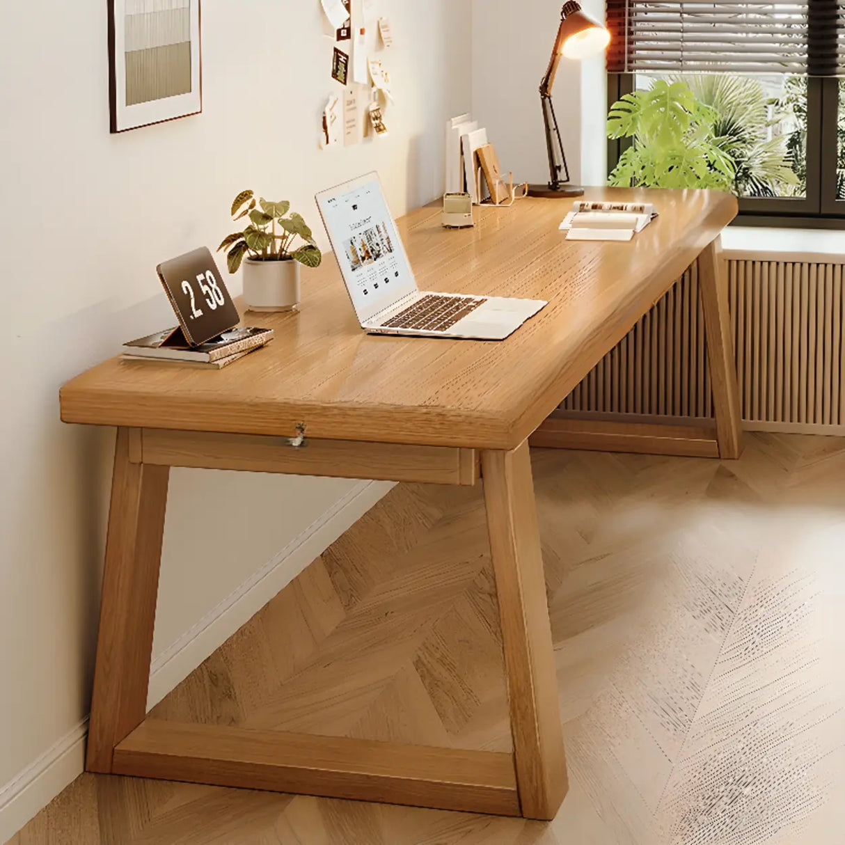 Natural Wooden Rectangular Sledge Desk for Home Use Image - 12