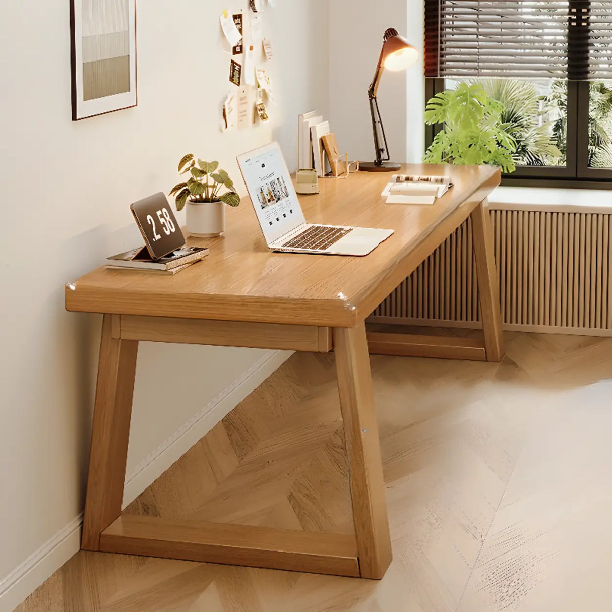 Natural Wooden Rectangular Sledge Desk for Home Use Image - 13