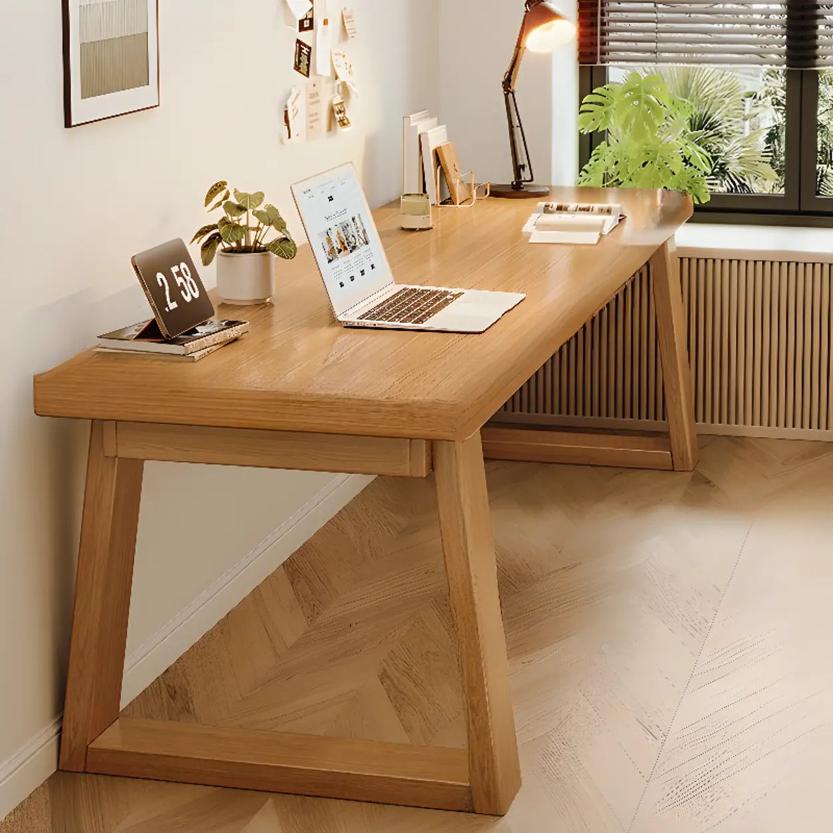 Natural Wooden Rectangular Sledge Desk for Home Use Image - 14