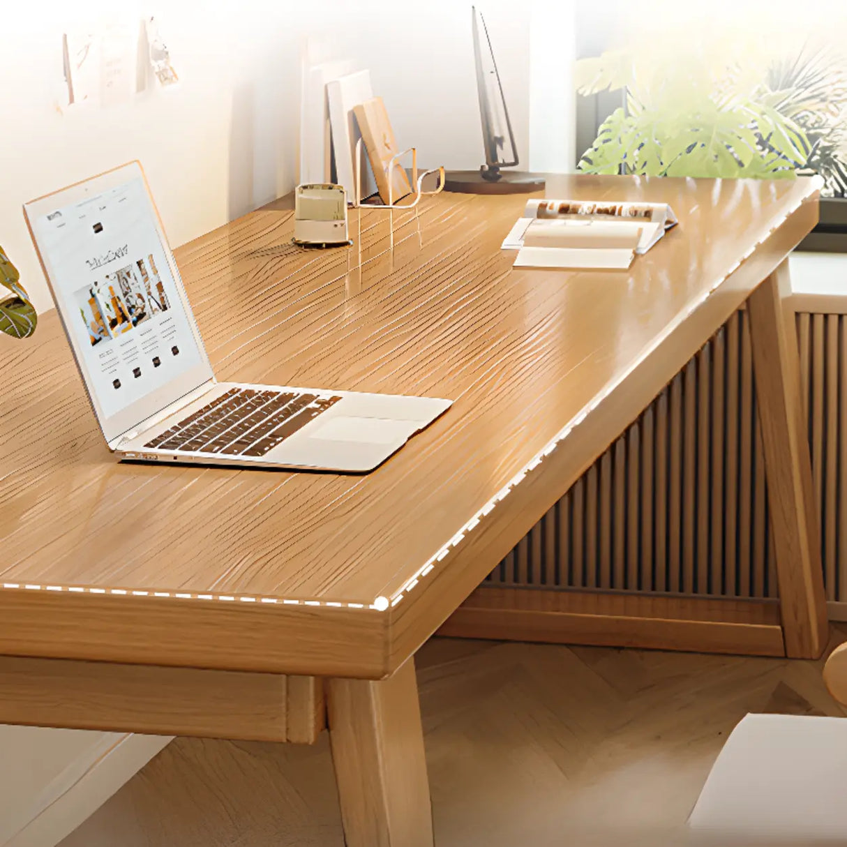 Natural Wooden Rectangular Sledge Desk for Home Use Image - 15