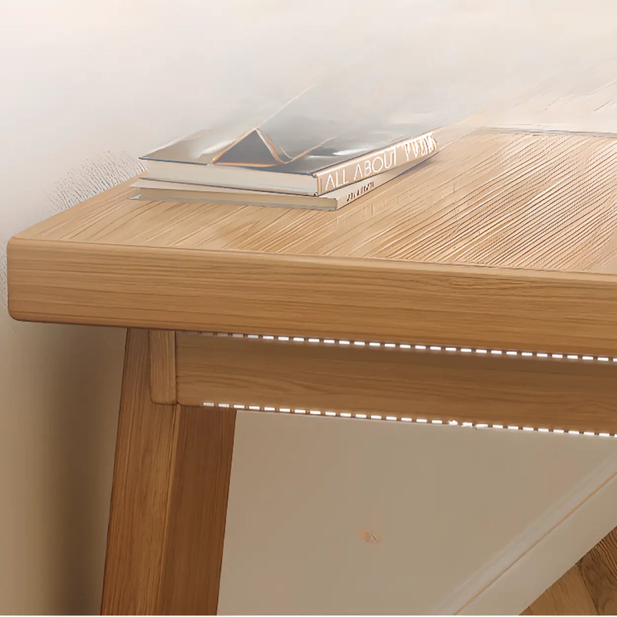 Natural Wooden Rectangular Sledge Desk for Home Use Image - 19
