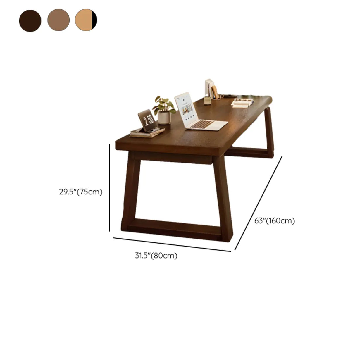 Natural Wooden Rectangular Sledge Desk for Home Use Image - 23