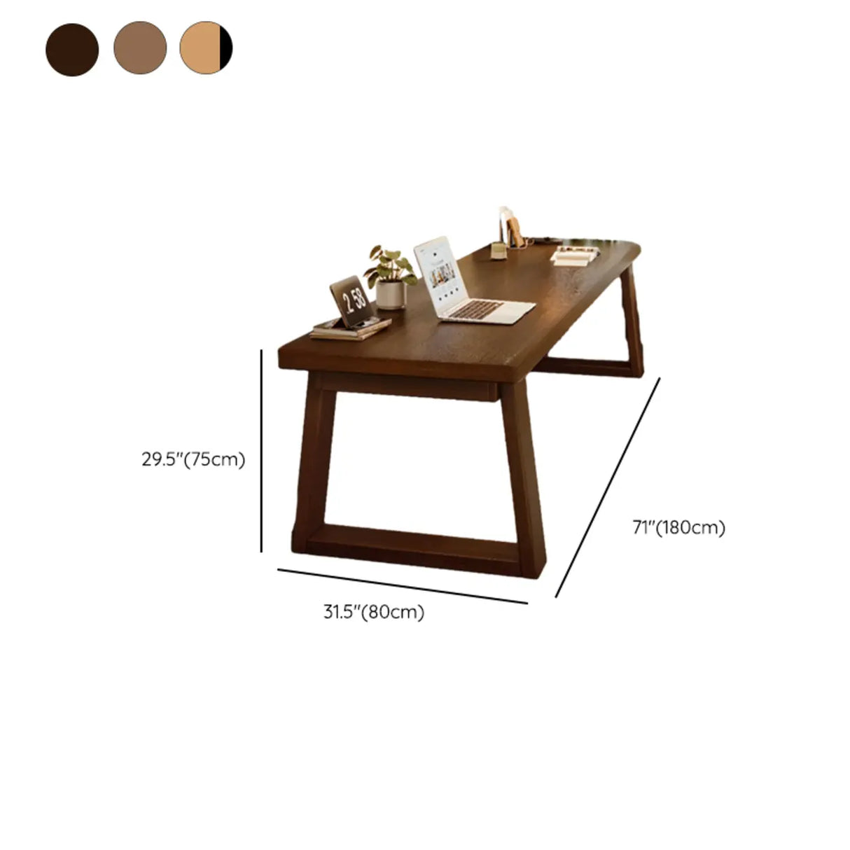 Natural Wooden Rectangular Sledge Desk for Home Use Image - 24