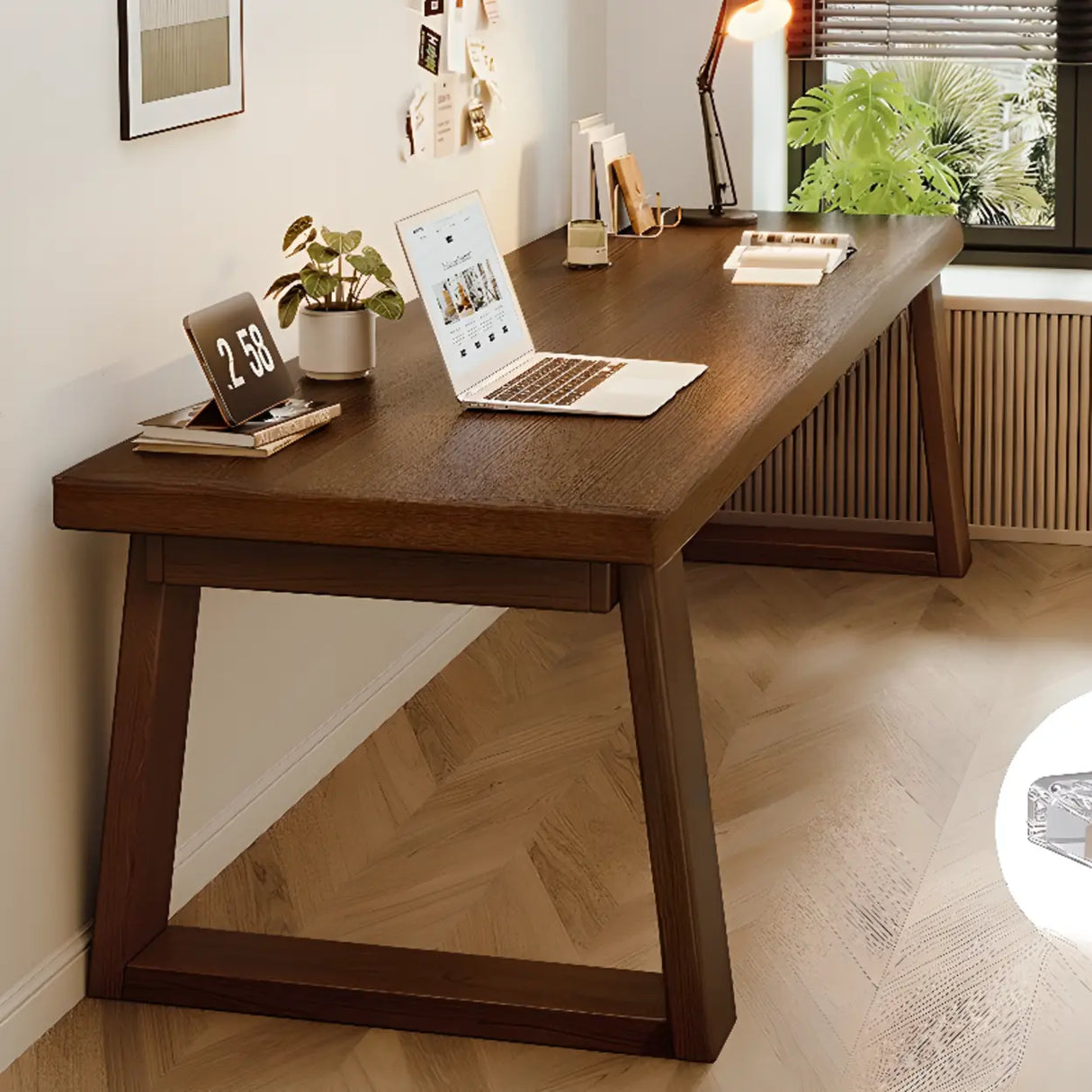 Natural Wooden Rectangular Sledge Desk for Home Use Image - 2