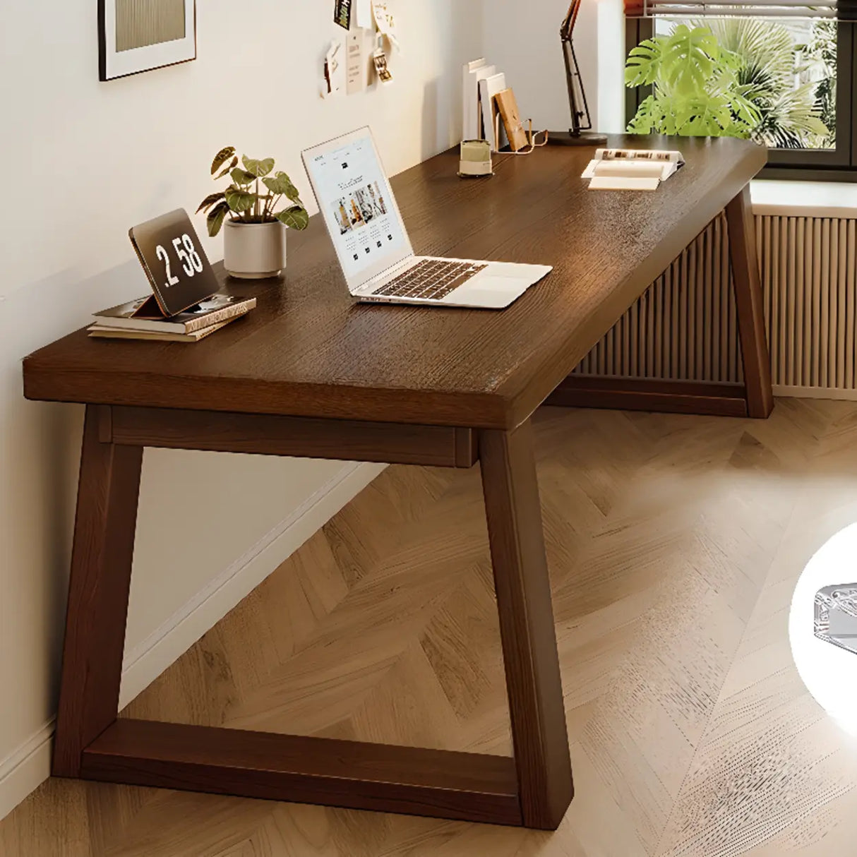 Natural Wooden Rectangular Sledge Desk for Home Use Image - 3