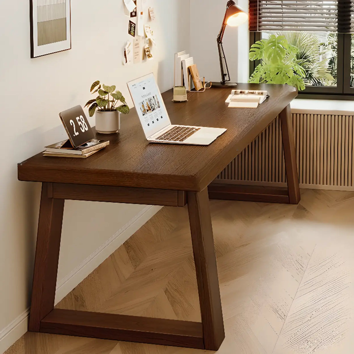 Natural Wooden Rectangular Sledge Desk for Home Use Image - 9