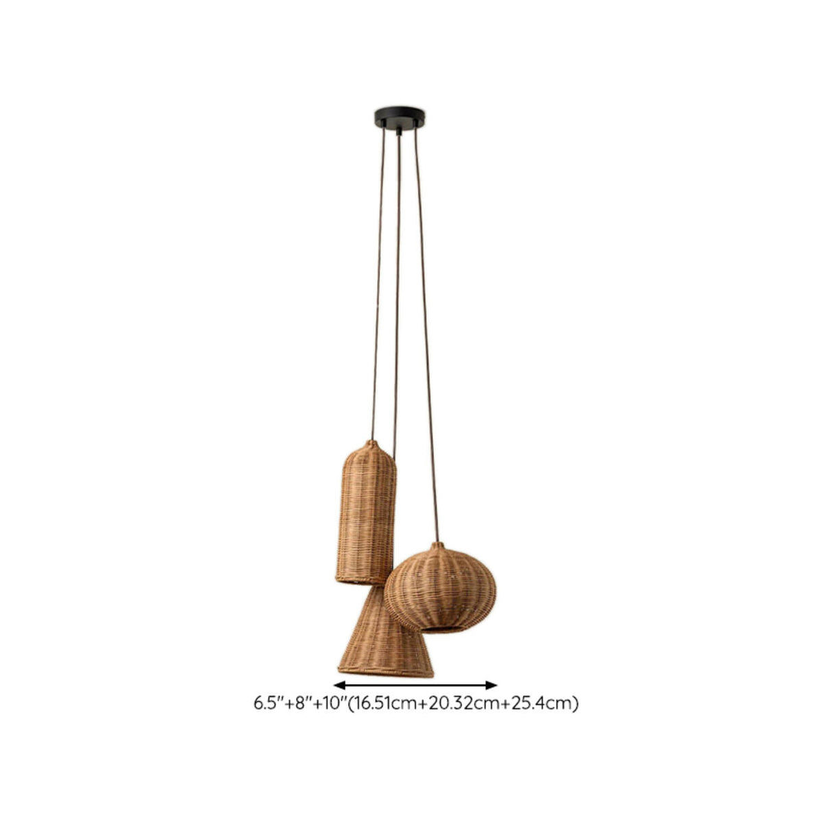 Natural Woven Barrel Rattan Pendant Light Set Image - 21