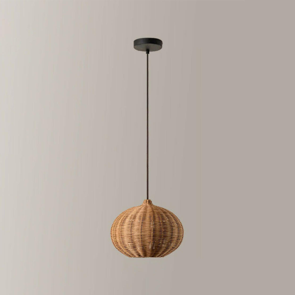 Natural Woven Barrel Rattan Pendant Light Set Image - 8