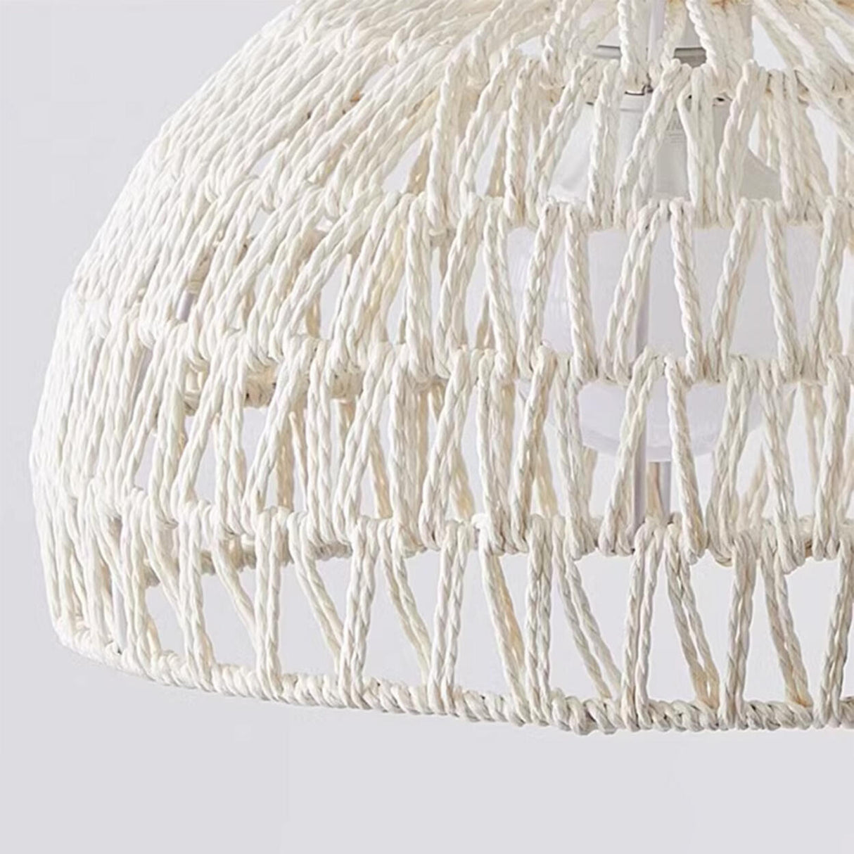 Natural Woven Rattan Dome Living Room Floor Lamp Image - 7