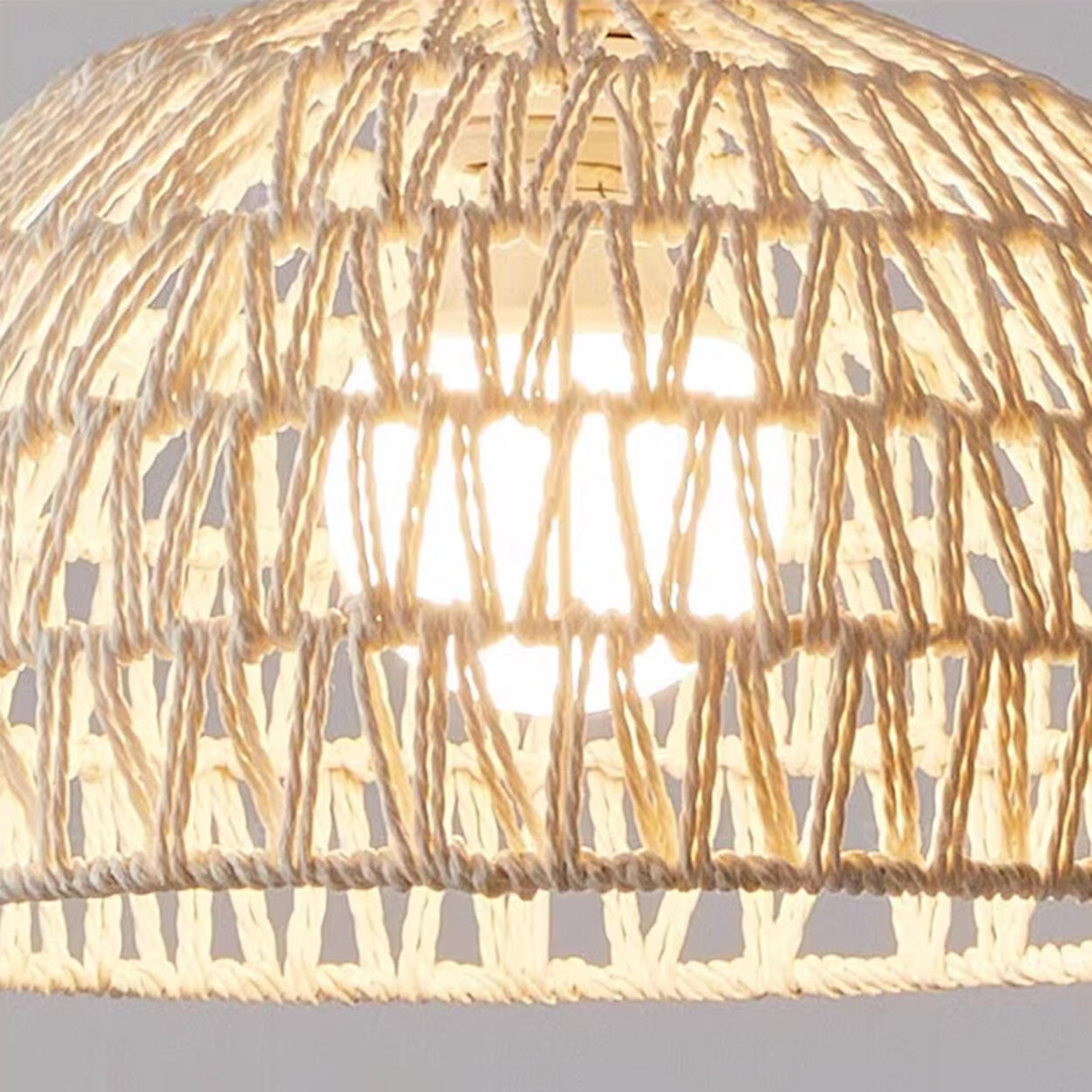 Natural Woven Rattan Dome Living Room Floor Lamp Image - 8