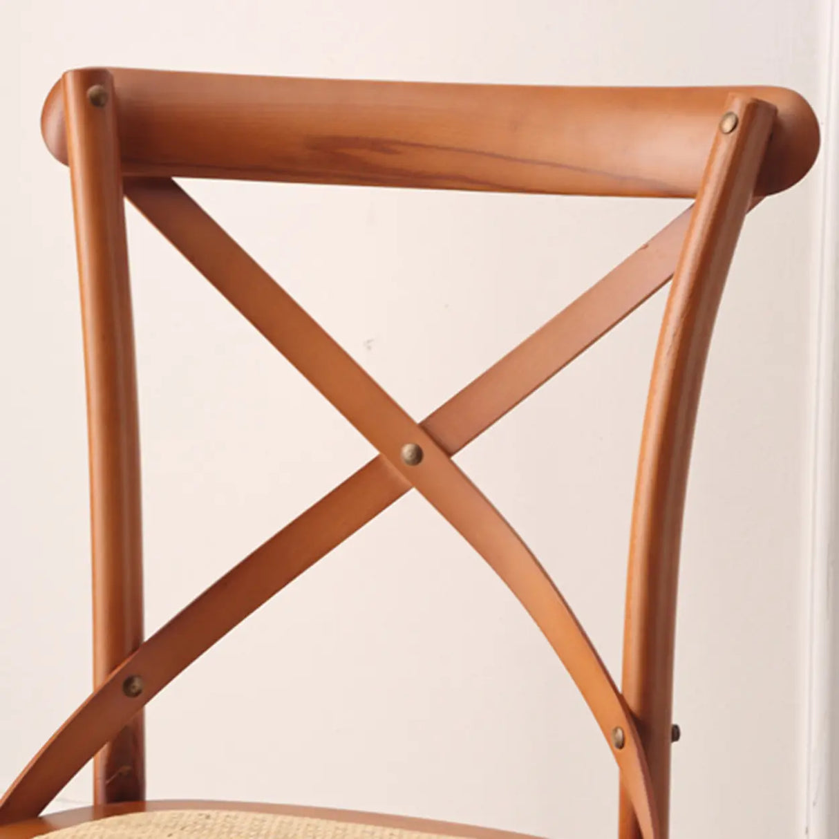 Natural Woven Wooden Cross-Back Beech Dining Chair Image - 10