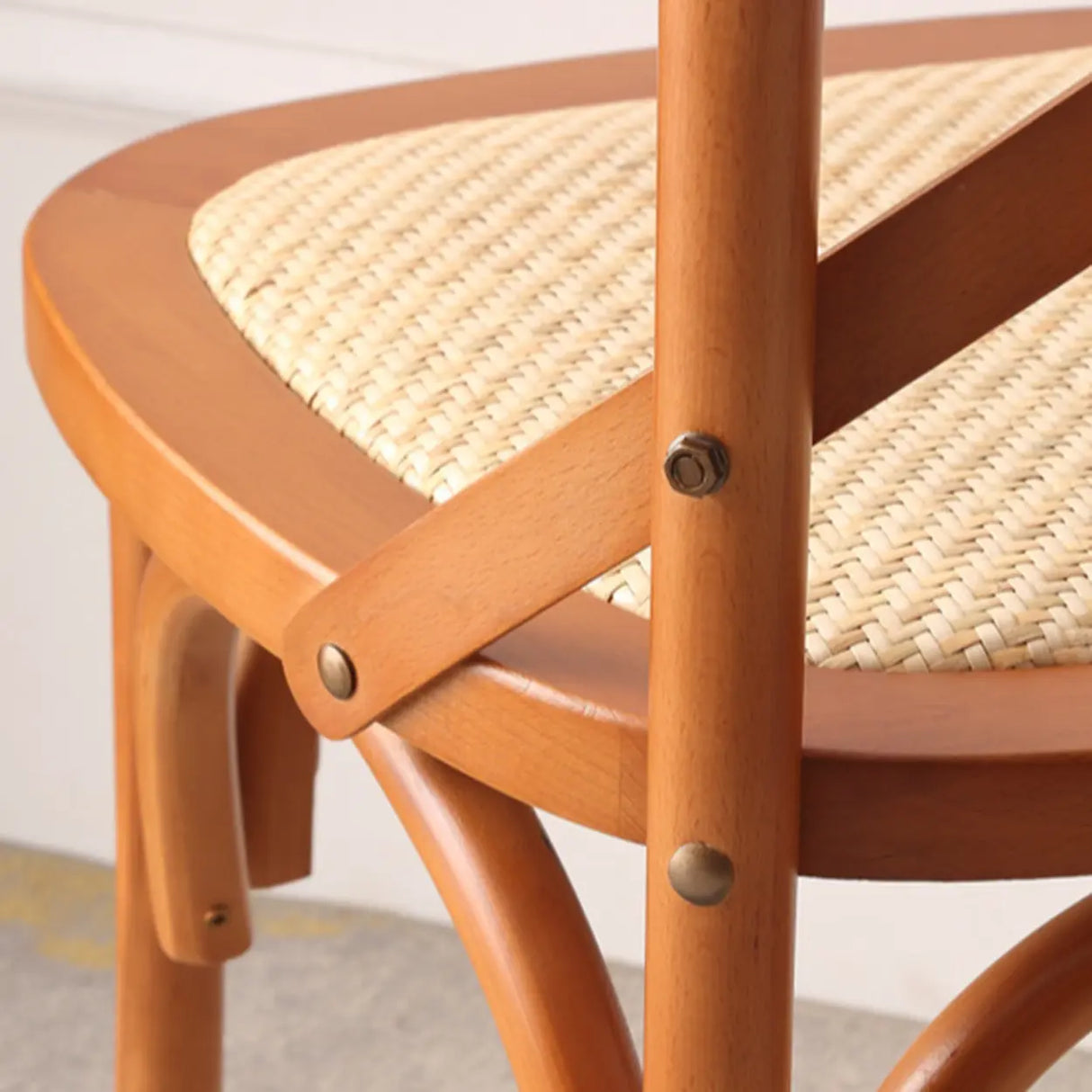 Natural Woven Wooden Cross-Back Beech Dining Chair Image - 16
