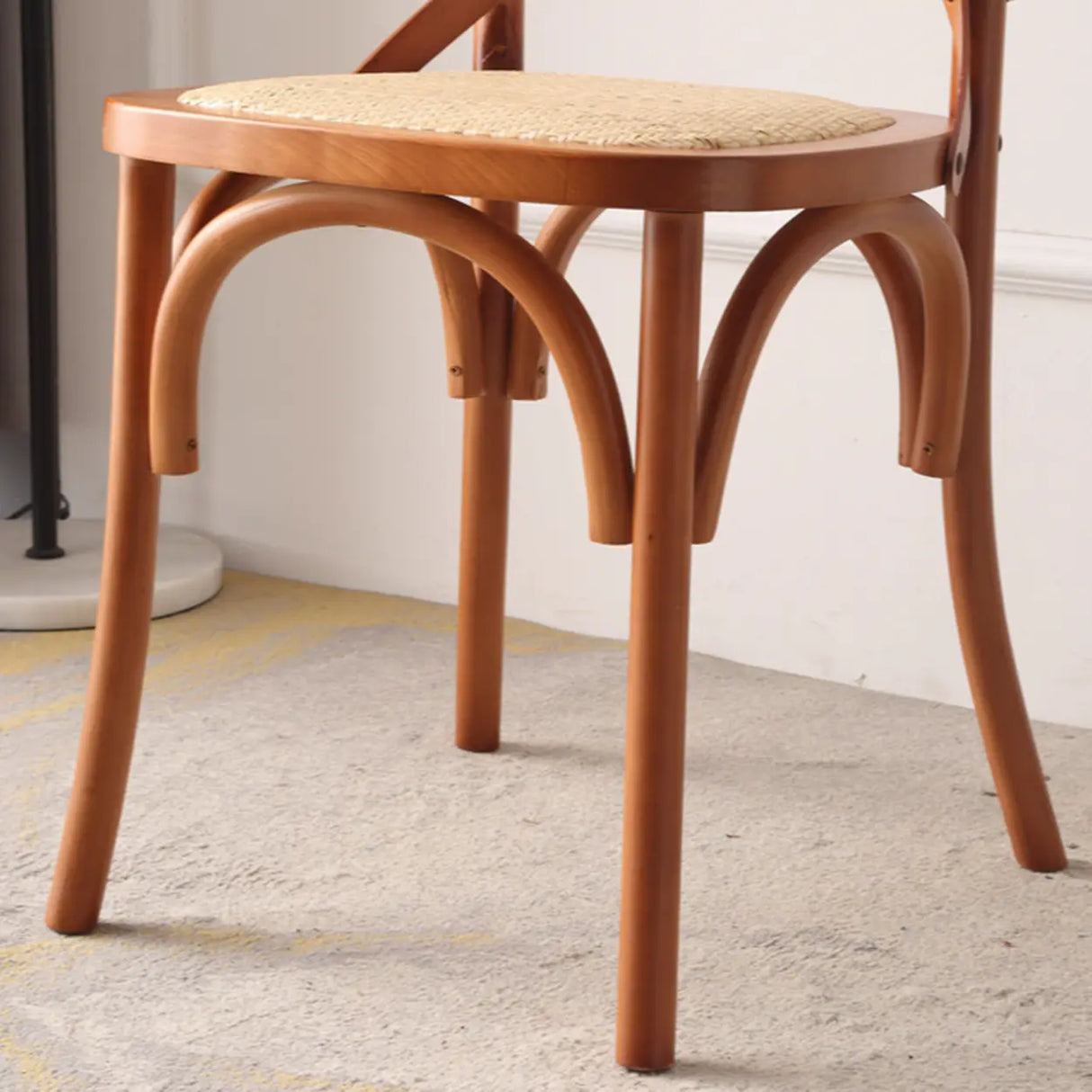 Natural Woven Wooden Cross-Back Beech Dining Chair Image - 17