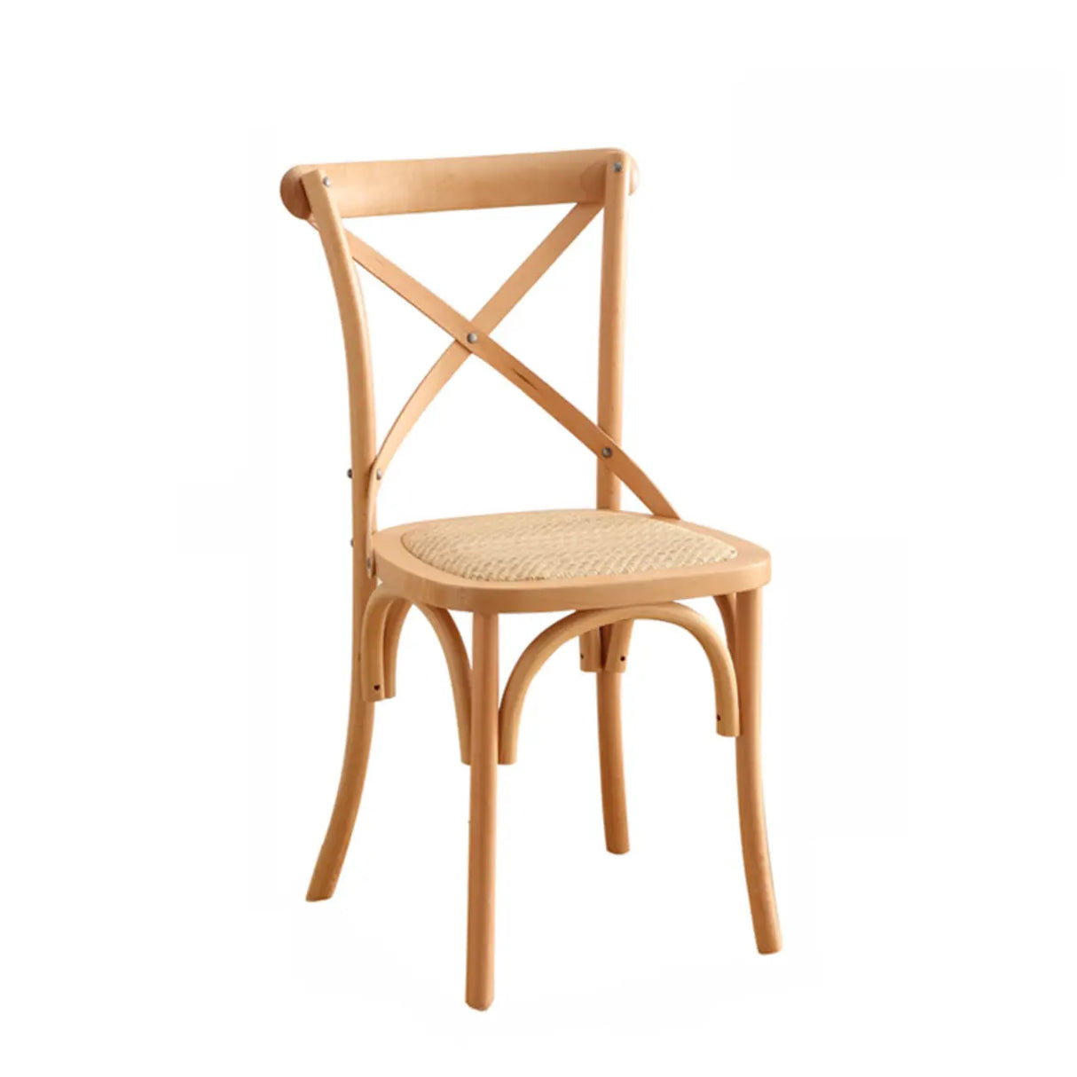 Natural Woven Wooden Cross-Back Beech Dining Chair Image - 8