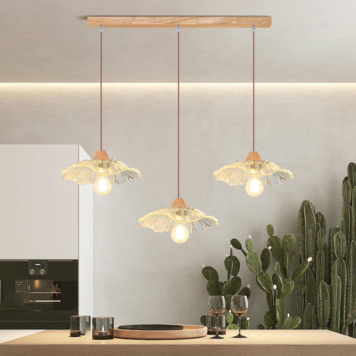 Nature 3-Light Adjustable Floral Island Pendant Light Image - 1