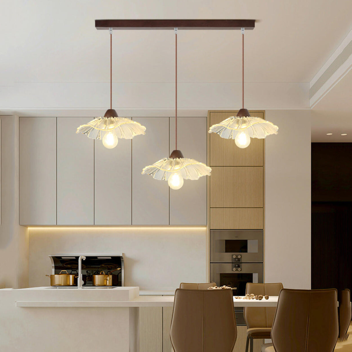 Nature 3-Light Adjustable Floral Island Pendant Light Image - 5