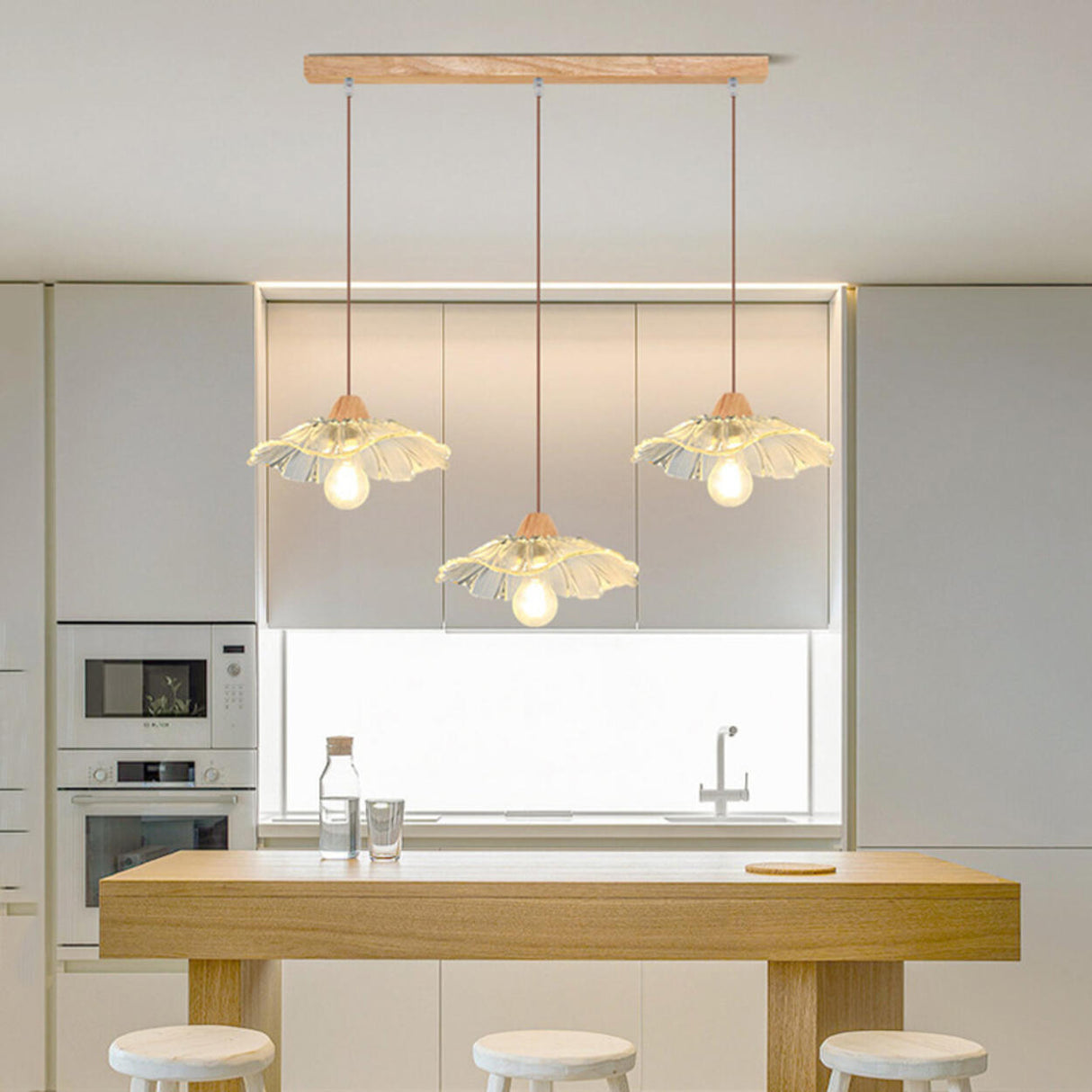 Nature 3-Light Adjustable Floral Island Pendant Light Image - 6