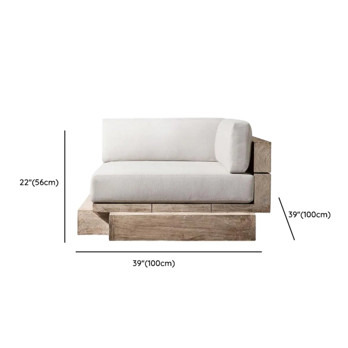 Neutral Beige Teak Symmetrical Upholstered Cushions Sofa Image - 12