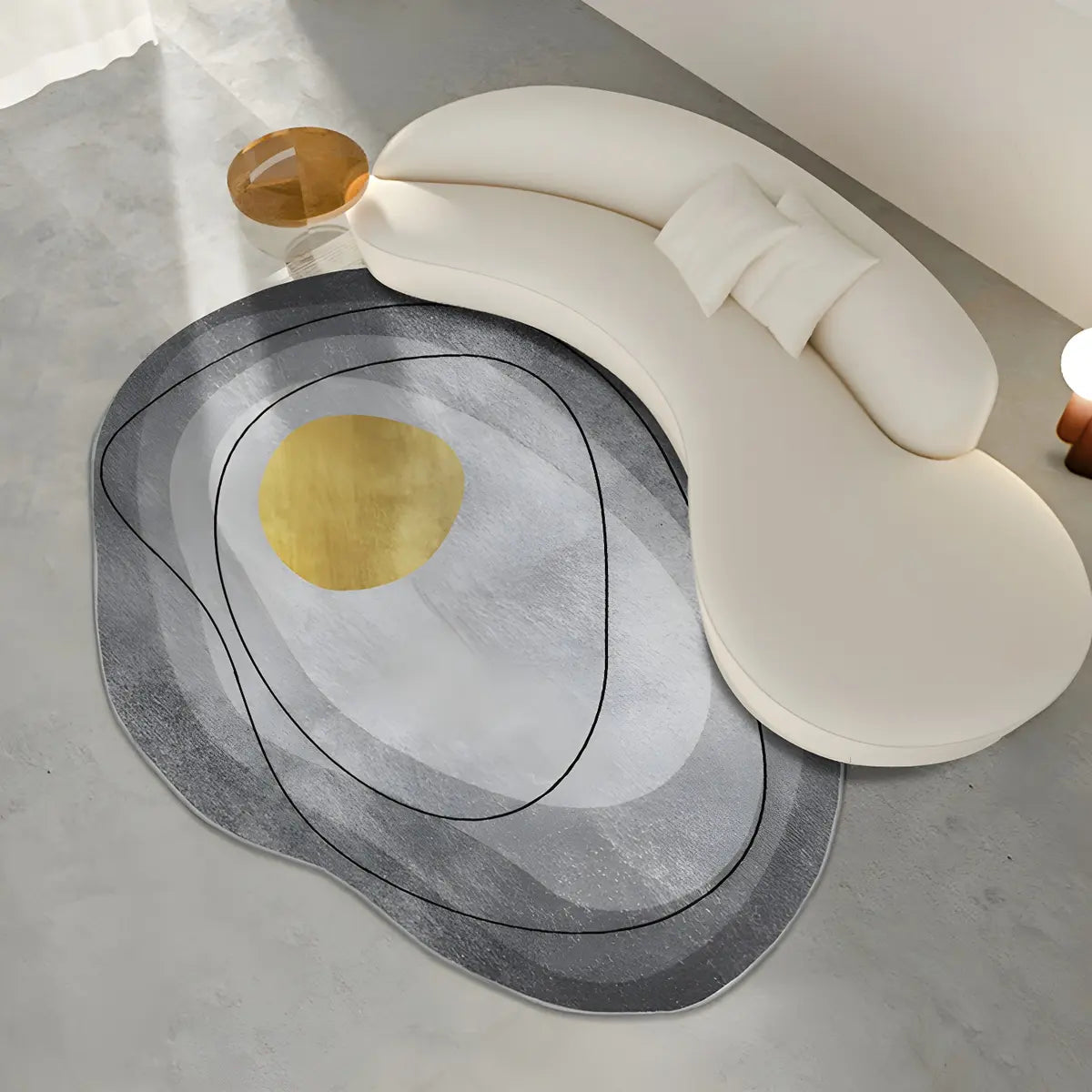 Nordic Abstract Irregular Polyester Gray Area Rug Image - 10