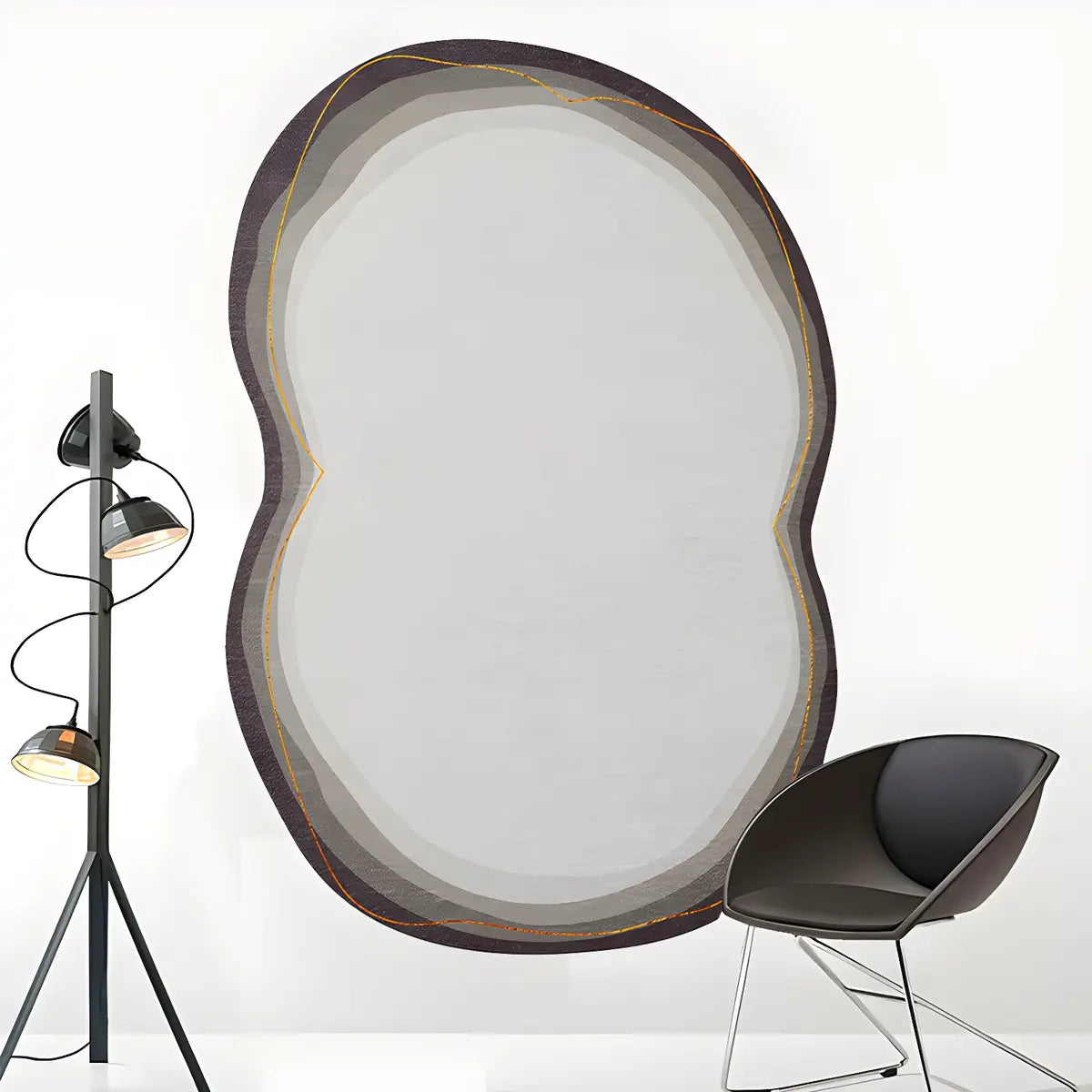 Nordic Abstract Irregular Polyester Gray Area Rug Image - 2