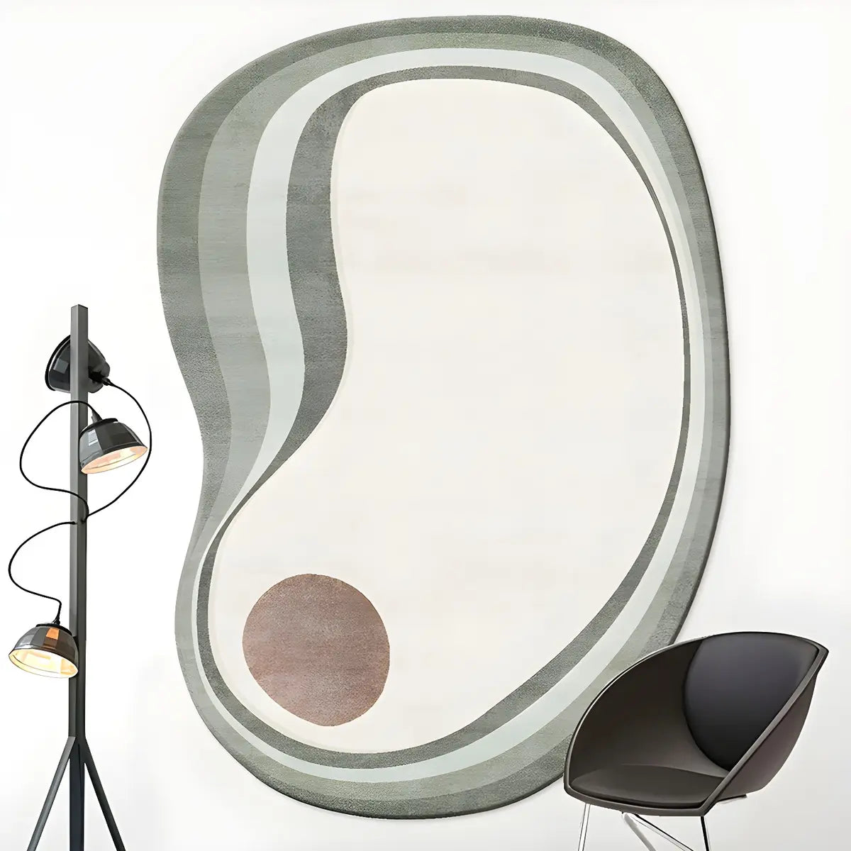 Nordic Abstract Irregular Polyester Gray Area Rug Image - 7