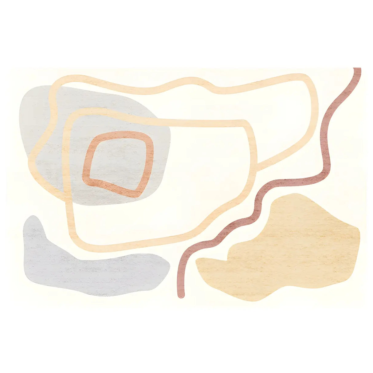 Nordic Abstract Rectangular Velvet Beige Area Rug Image - 4